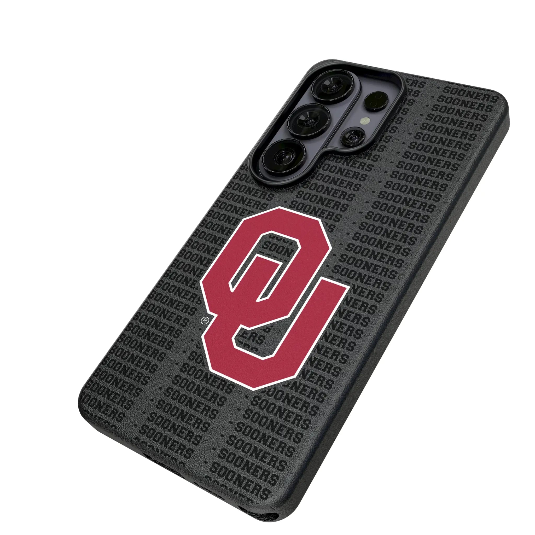 University of Oklahoma Sooners Text Backdrop Galaxy MagSafe Compatible Phone Case for Samsung Galaxy - Isometric View#Device_Galaxy S26 Ultra