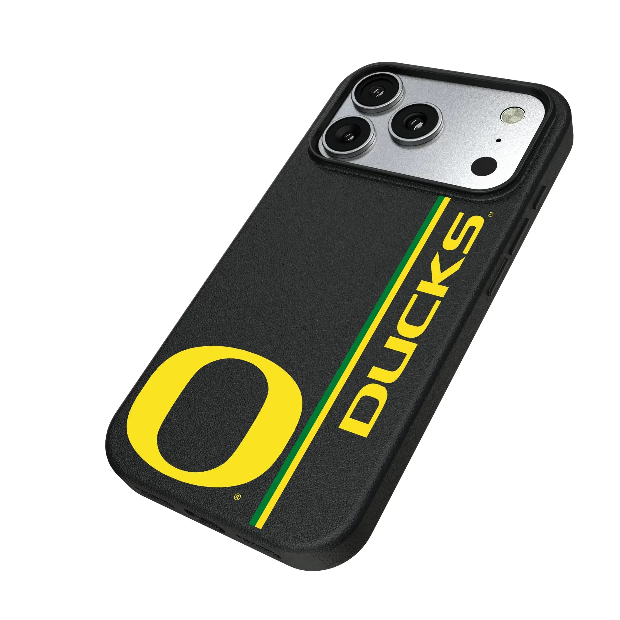 University of Oregon Ducks Sidebar iPhone MagSafe Compatible Phone Case for Apple iPhone - Isometric View#Device_iPhone 17 Pro