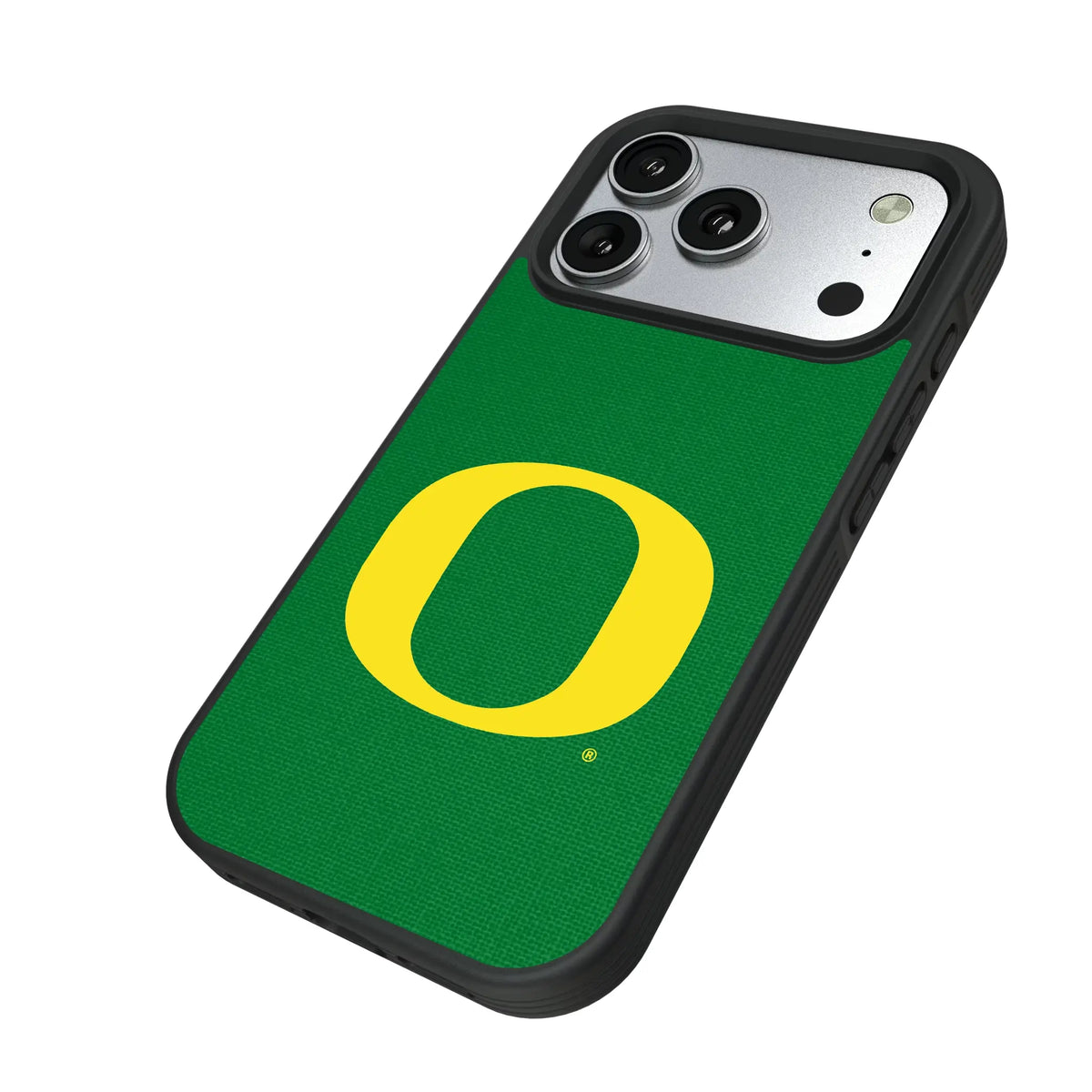University of Oregon Ducks Solid iPhone Bump Phone Case for Apple iPhone - Isometric View#Device_iPhone 17 Pro