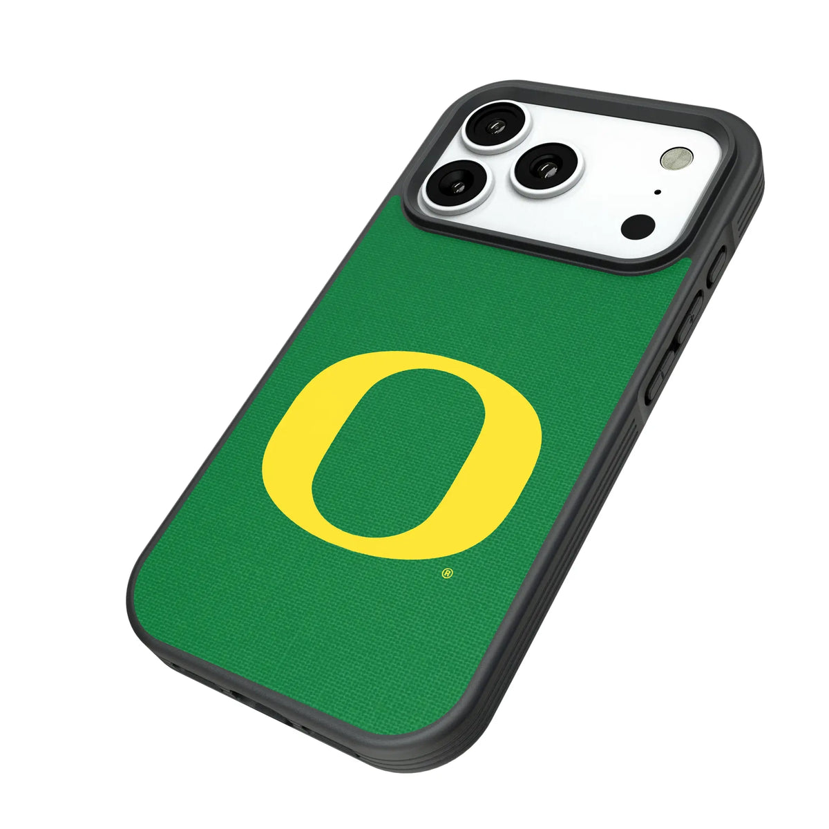 University of Oregon Ducks Solid iPhone Bump Phone Case for Apple iPhone - Isometric View#Device_iPhone 18 Pro