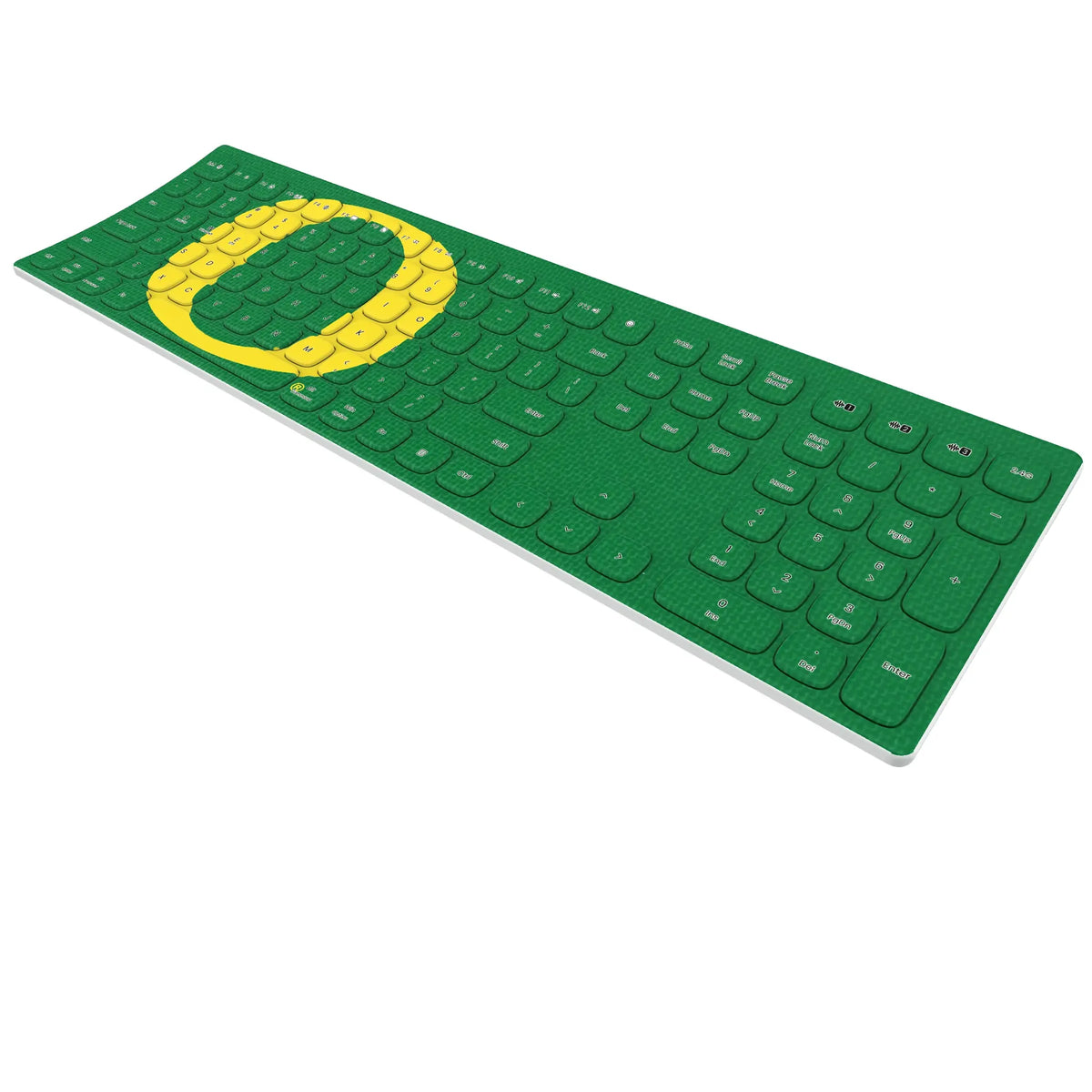 University of Oregon Ducks Solid KKB605 Curved Wireless Keyboard - Isometric View