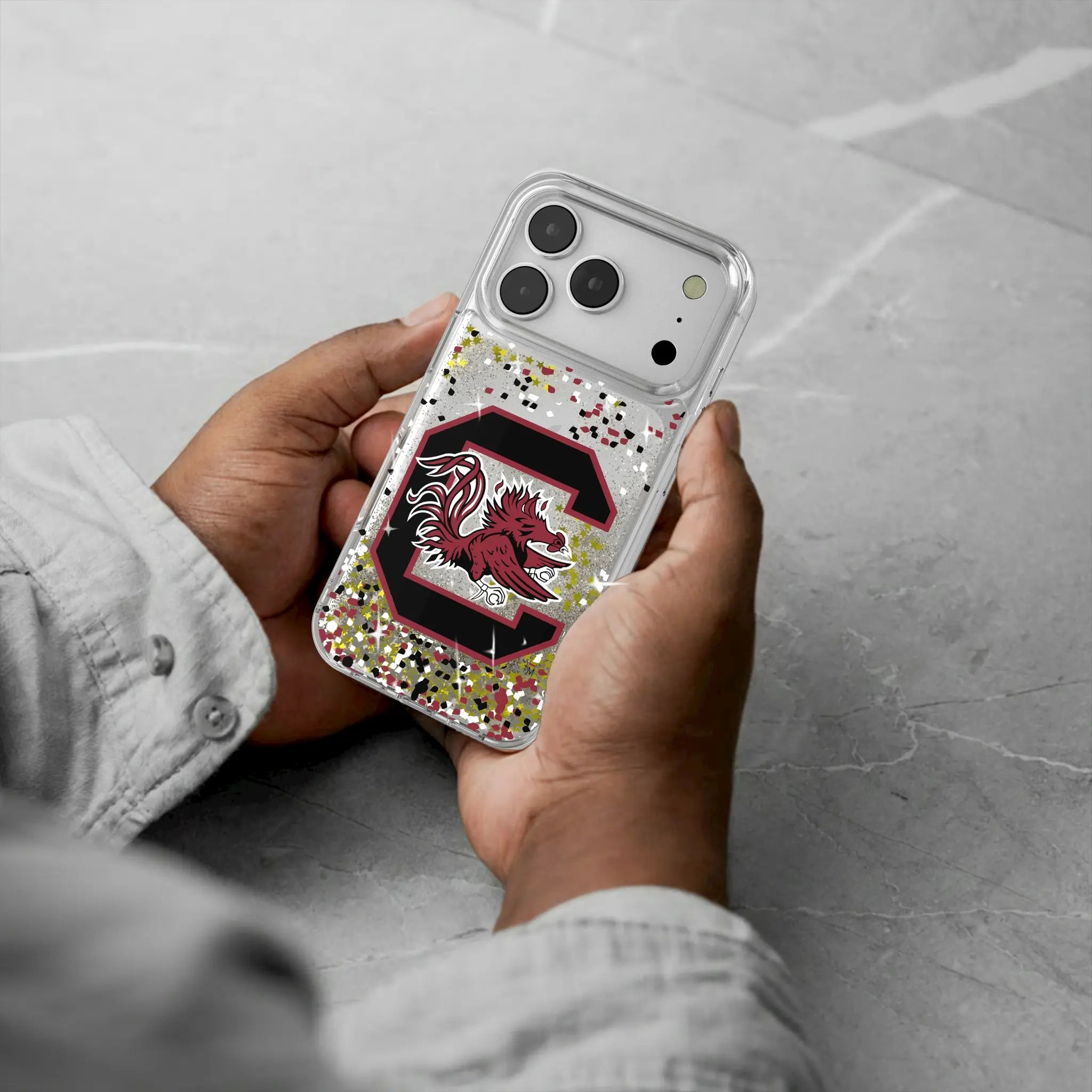 University of South Carolina Gamecocks Confetti iPhone Glitter Phone Case for Apple iPhone - Lifestyle