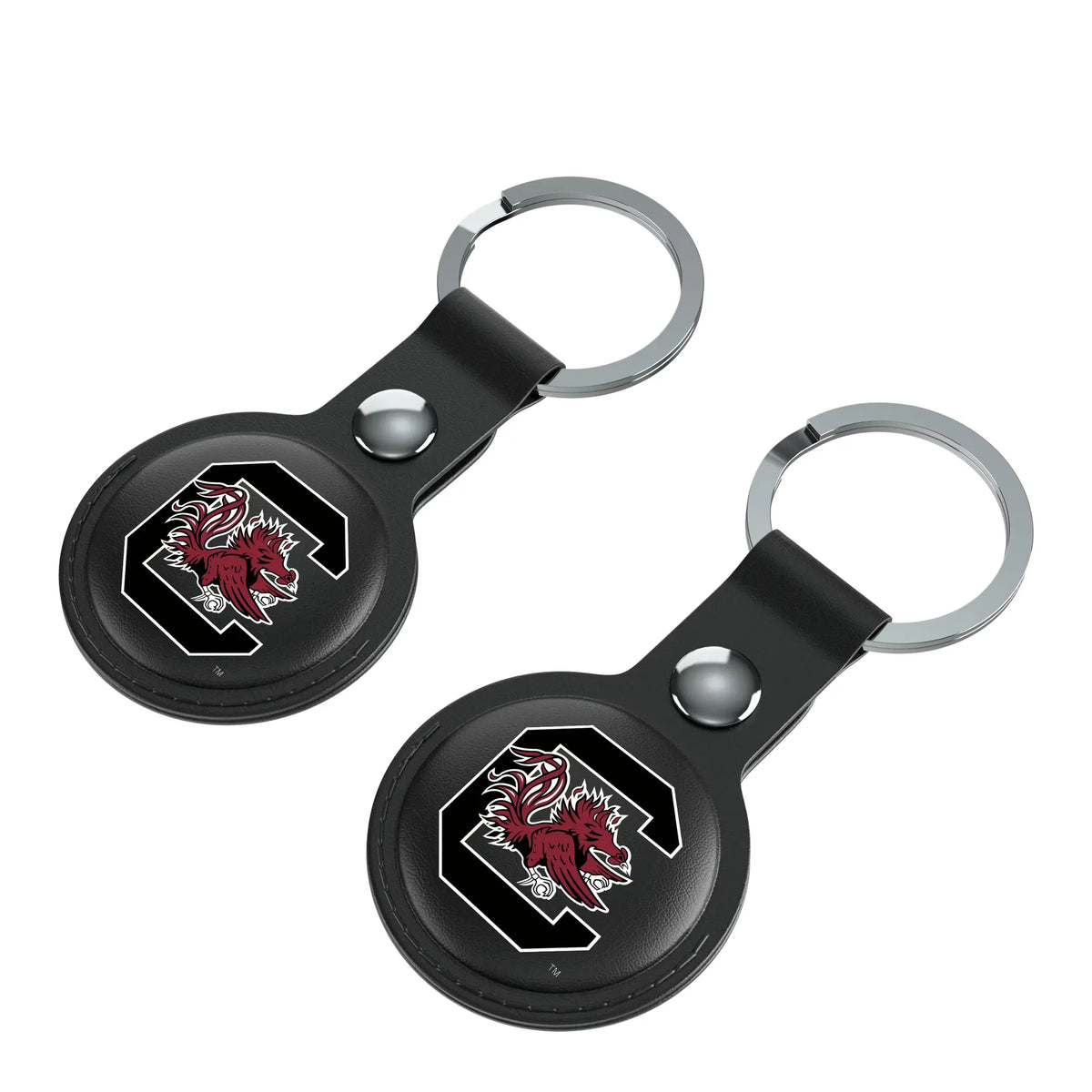 University of South Carolina Gamecocks Insignia AirTag Black Airtag Holder 2-Pack - Isometric View