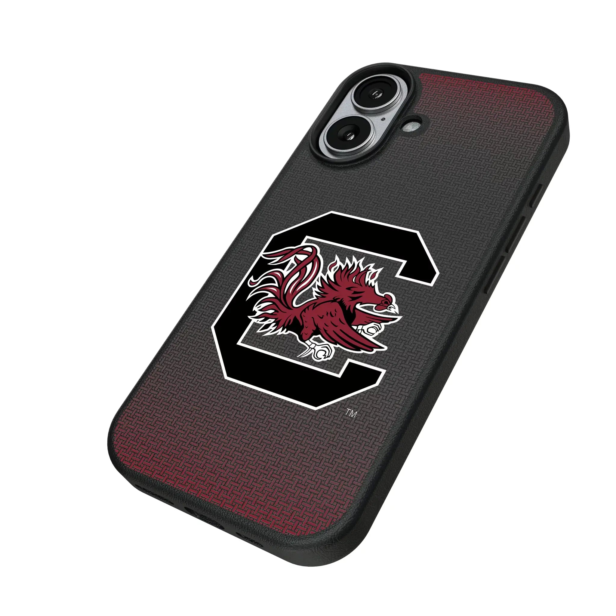 University of South Carolina Gamecocks Linen iPhone MagSafe Compatible Phone Case for Apple iPhone - Isometric View#Device_iPhone 17
