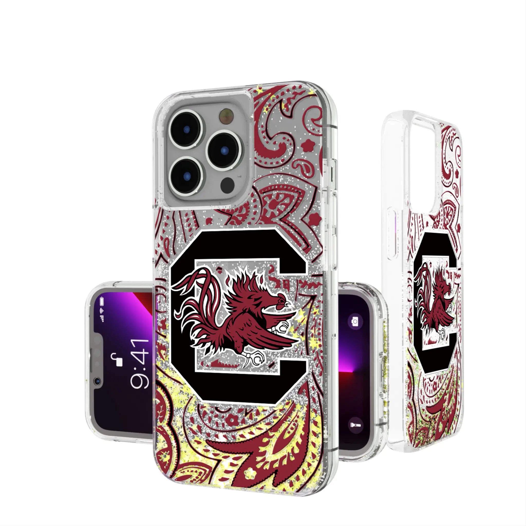 University of South Carolina Gamecocks Paisley iPhone Glitter Phone Case for Apple iPhone