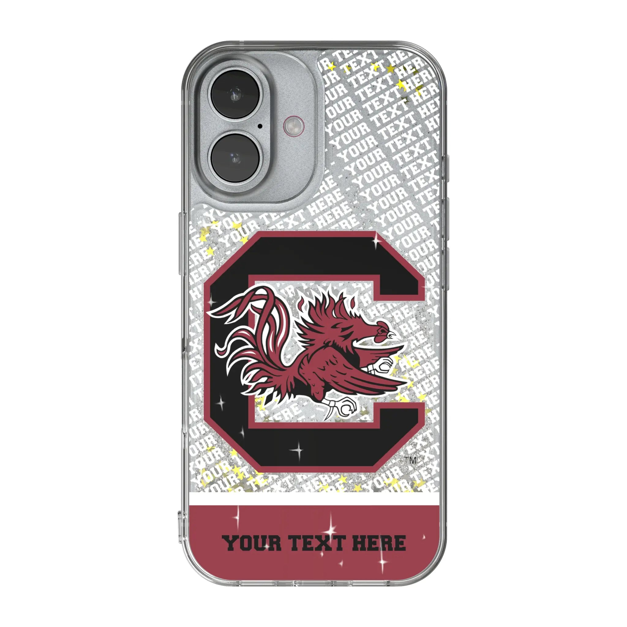 University of South Carolina Gamecocks Personalized EndZone Plus iPhone Glitter Phone Case for Apple iPhone
