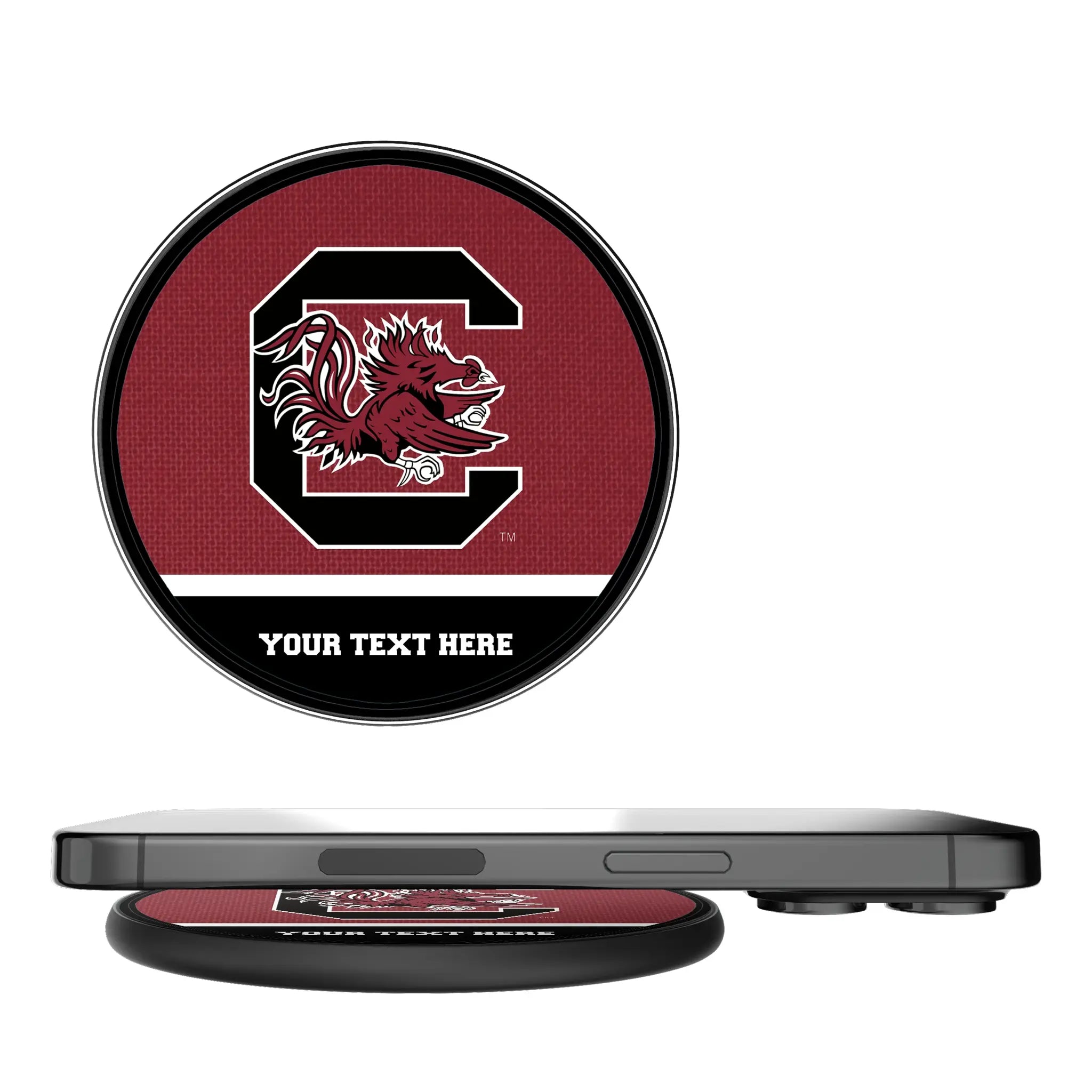 University of South Carolina Gamecocks Personalized Endzone Solid 15-Watt Wireless Charger