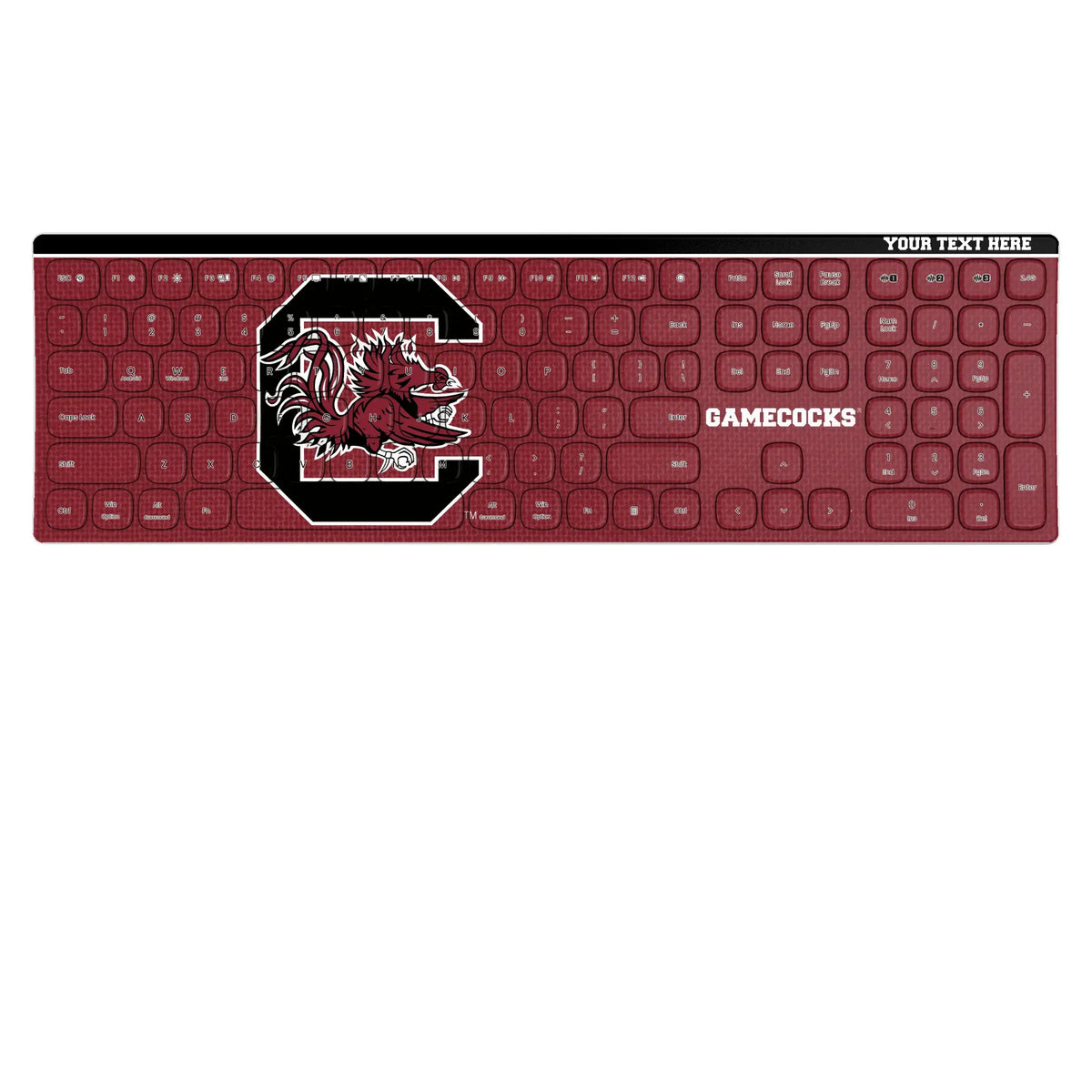 University of South Carolina Gamecocks Personalized Endzone Solid KKB605 Curved Wireless Keyboard