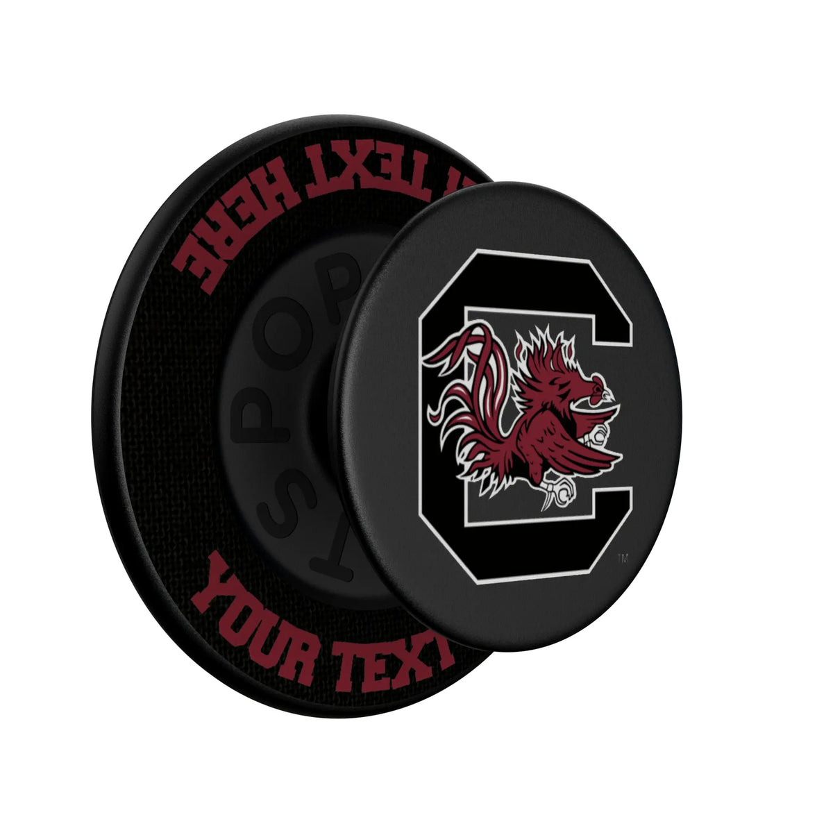 University of South Carolina Gamecocks Personalized Endzone Solid Popsockets Round Magnetic - Isometric View