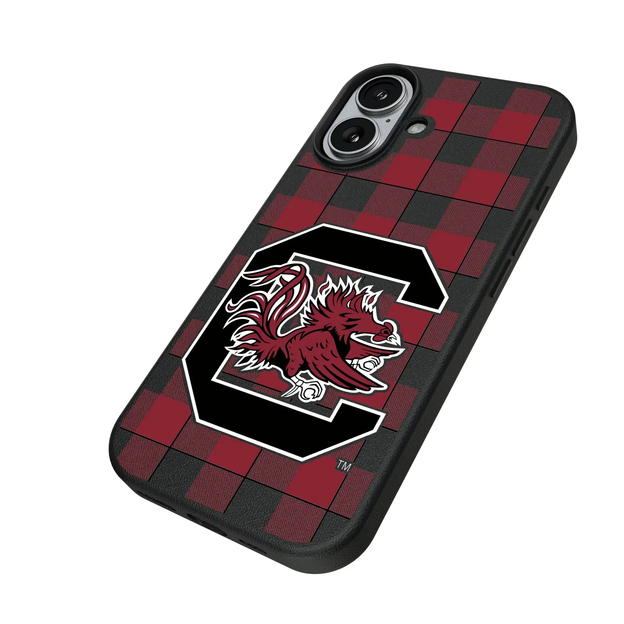 University of South Carolina Gamecocks Plaid iPhone MagSafe Compatible Phone Case for Apple iPhone - Isometric View#Device_iPhone 17