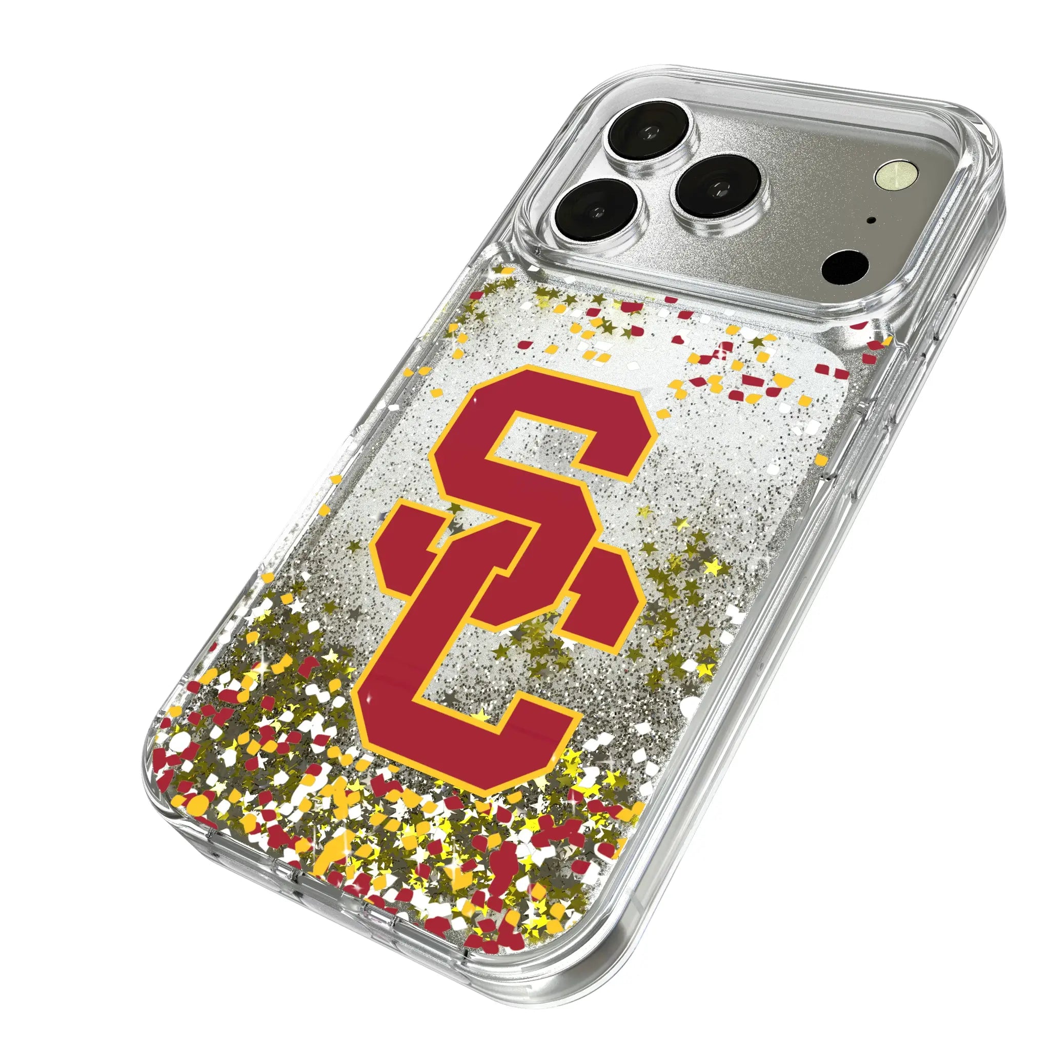 University of Southern California Trojans Confetti iPhone Glitter Phone Case for Apple iPhone - Isometric View