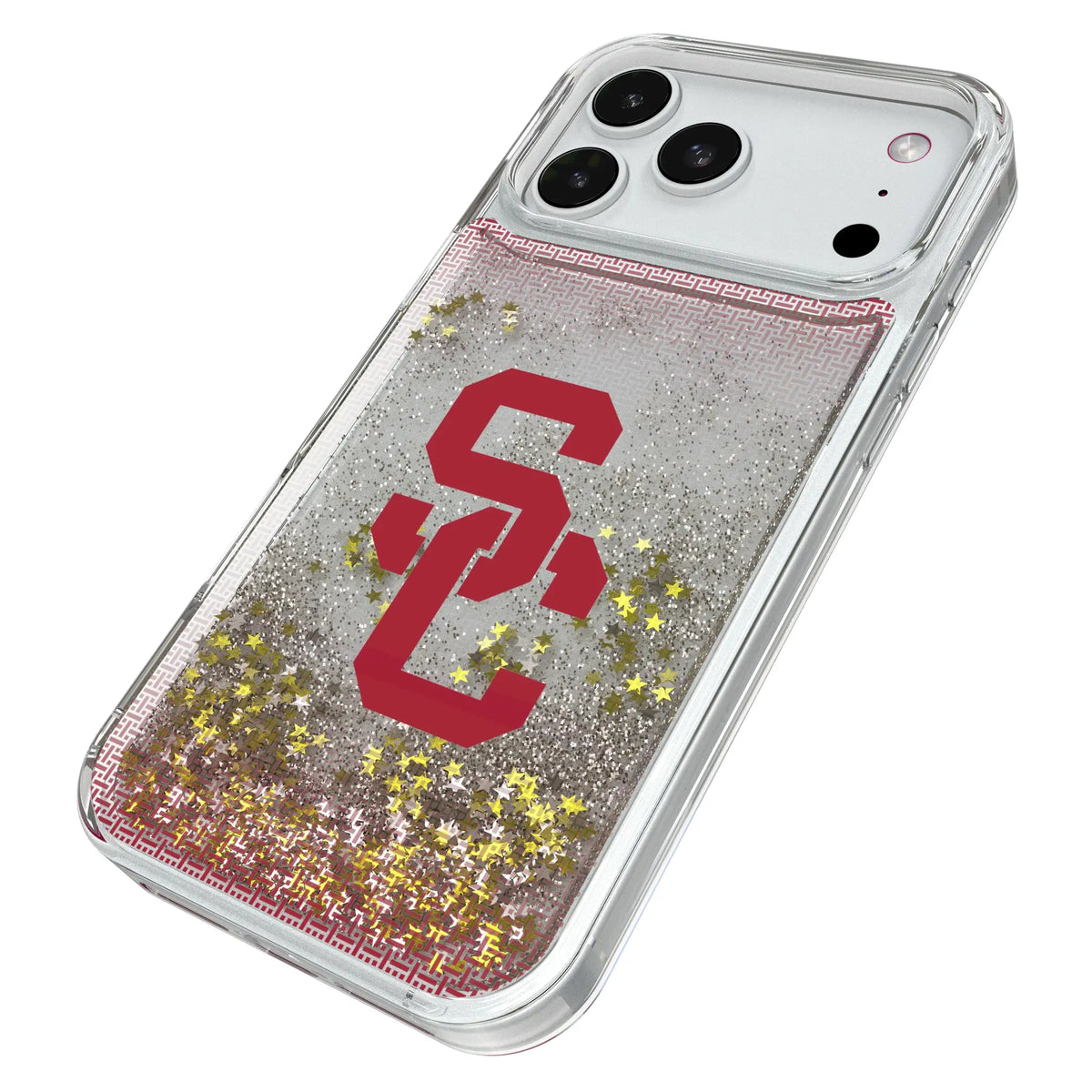 University of Southern California Trojans Linen iPhone Glitter Phone Case for Apple iPhone - Isometric View#Device_iPhone 18 Pro Max