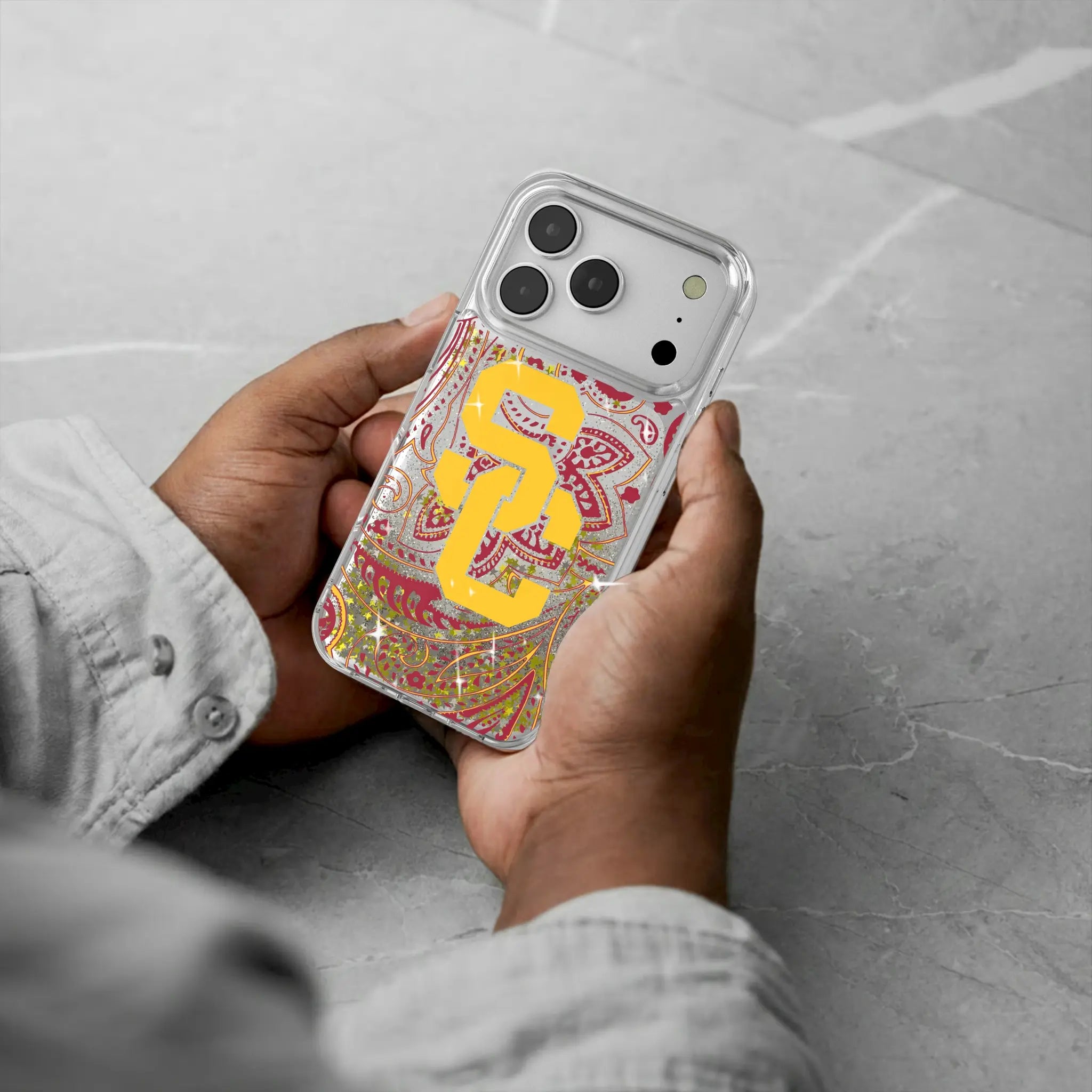 University of Southern California Trojans Paisley iPhone Glitter Phone Case for Apple iPhone - Lifestyle