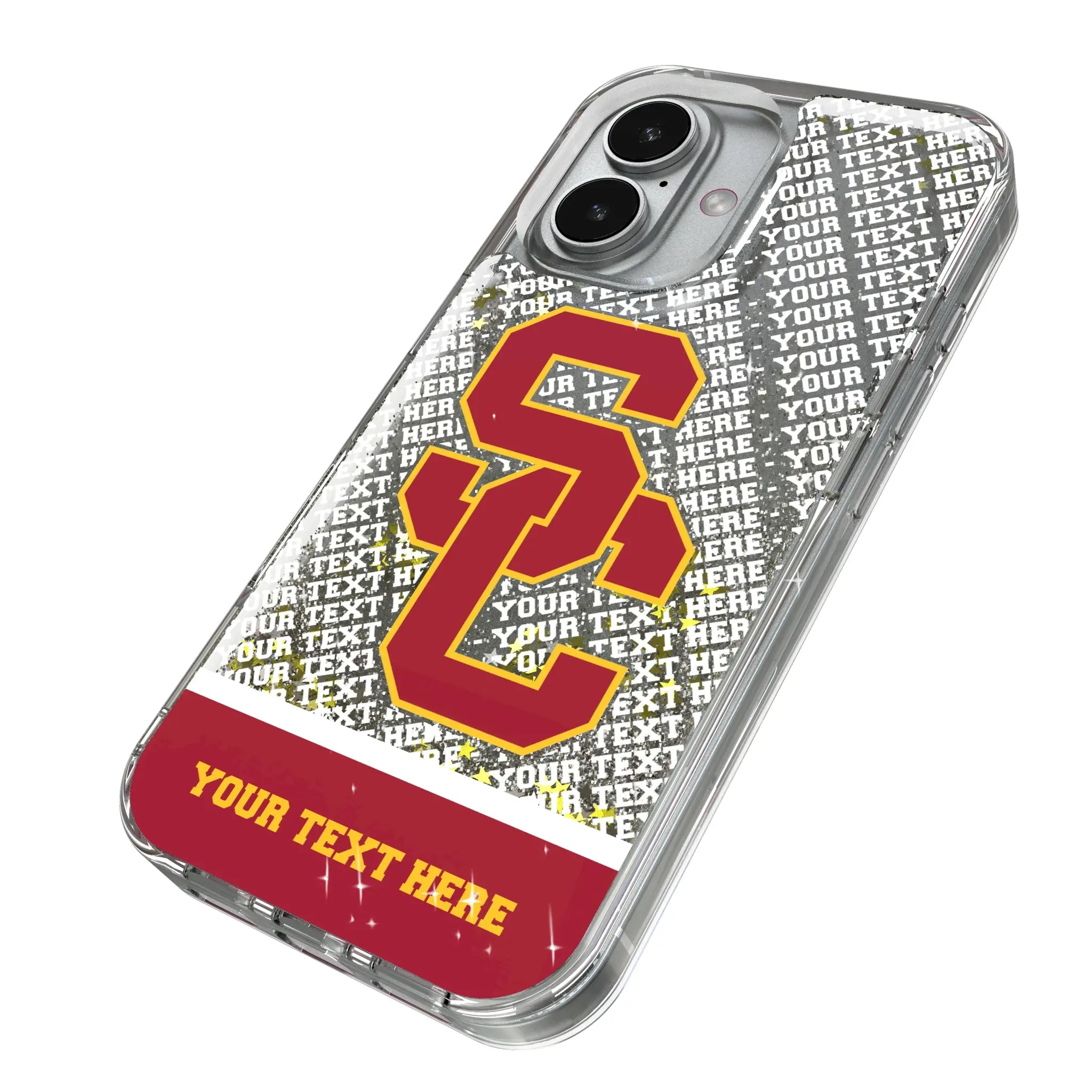 University of Southern California Trojans Personalized EndZone Plus iPhone Glitter Phone Case for Apple iPhone - Isometric View