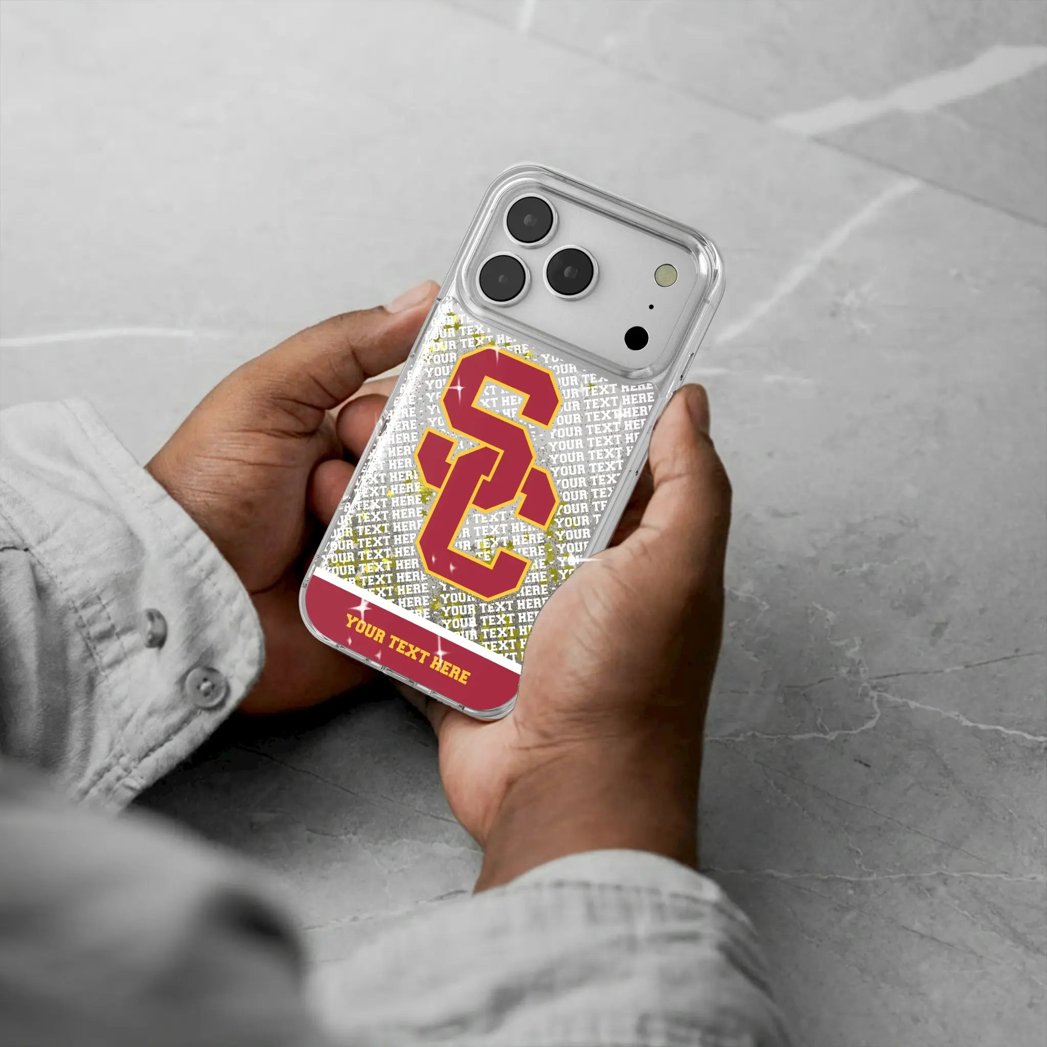 University of Southern California Trojans Personalized EndZone Plus iPhone Glitter Phone Case for Apple iPhone - Lifestyle#Device_iPhone 17 Pro
