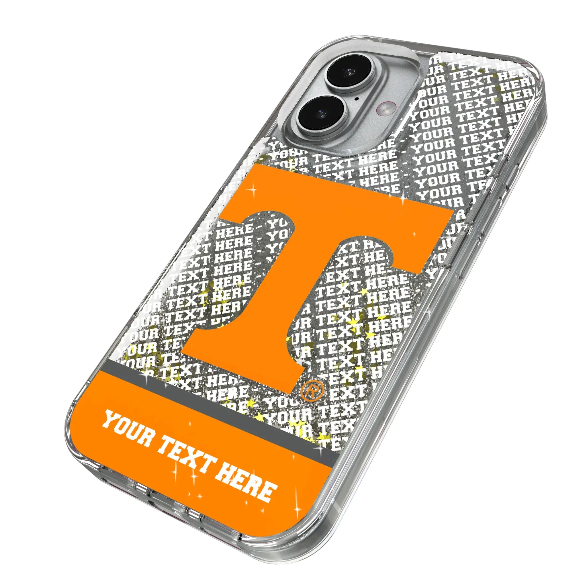 University of Tennessee Volunteers Personalized EndZone Plus iPhone Glitter Phone Case for Apple iPhone - Isometric View