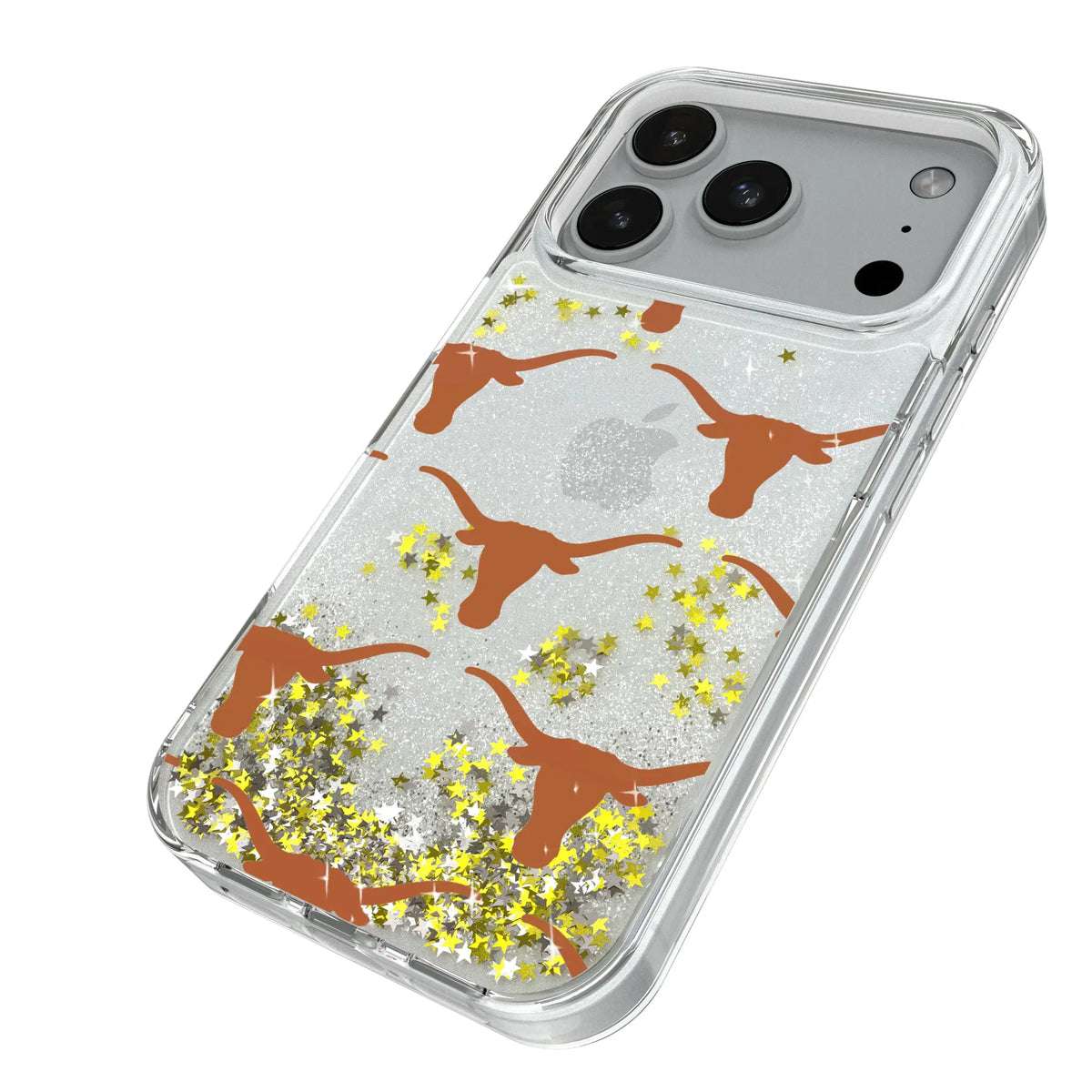 University of Texas Longhorns Fashion Pattern iPhone Glitter Phone Case for Apple iPhone - Isometric View#Device_iPhone 18 Pro