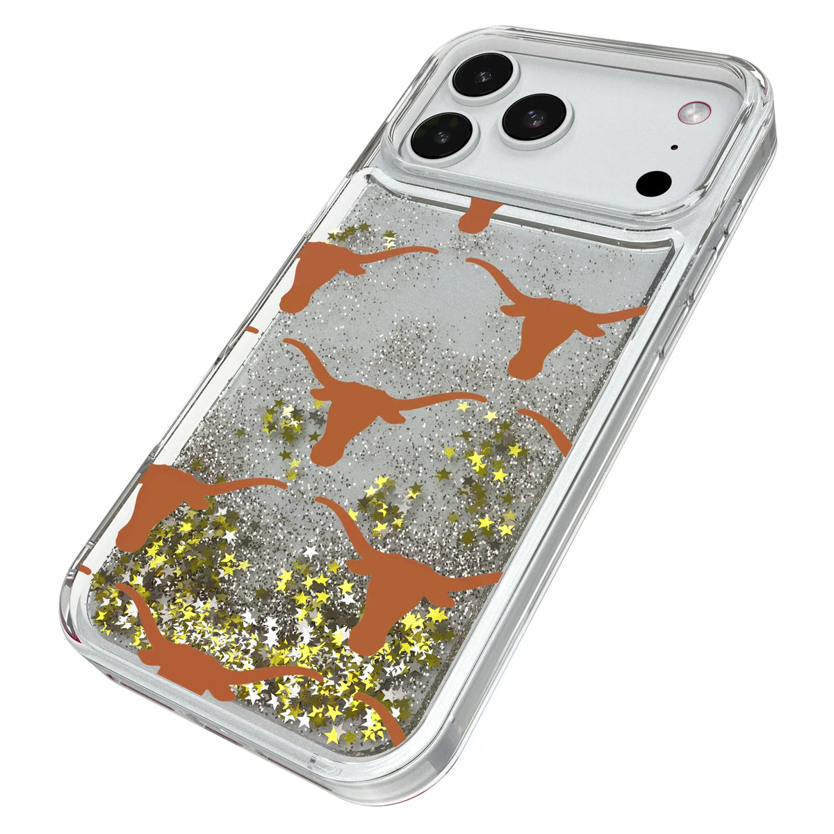 University of Texas Longhorns Fashion Pattern iPhone Glitter Phone Case for Apple iPhone - Isometric View#Device_iPhone 18 Pro Max