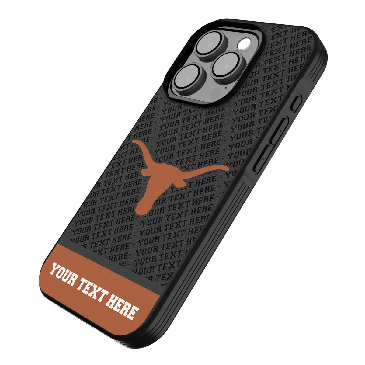 University of Texas Longhorns Personalized EndZone Plus iPhone Bump Phone Case for Apple iPhone - Isometric View