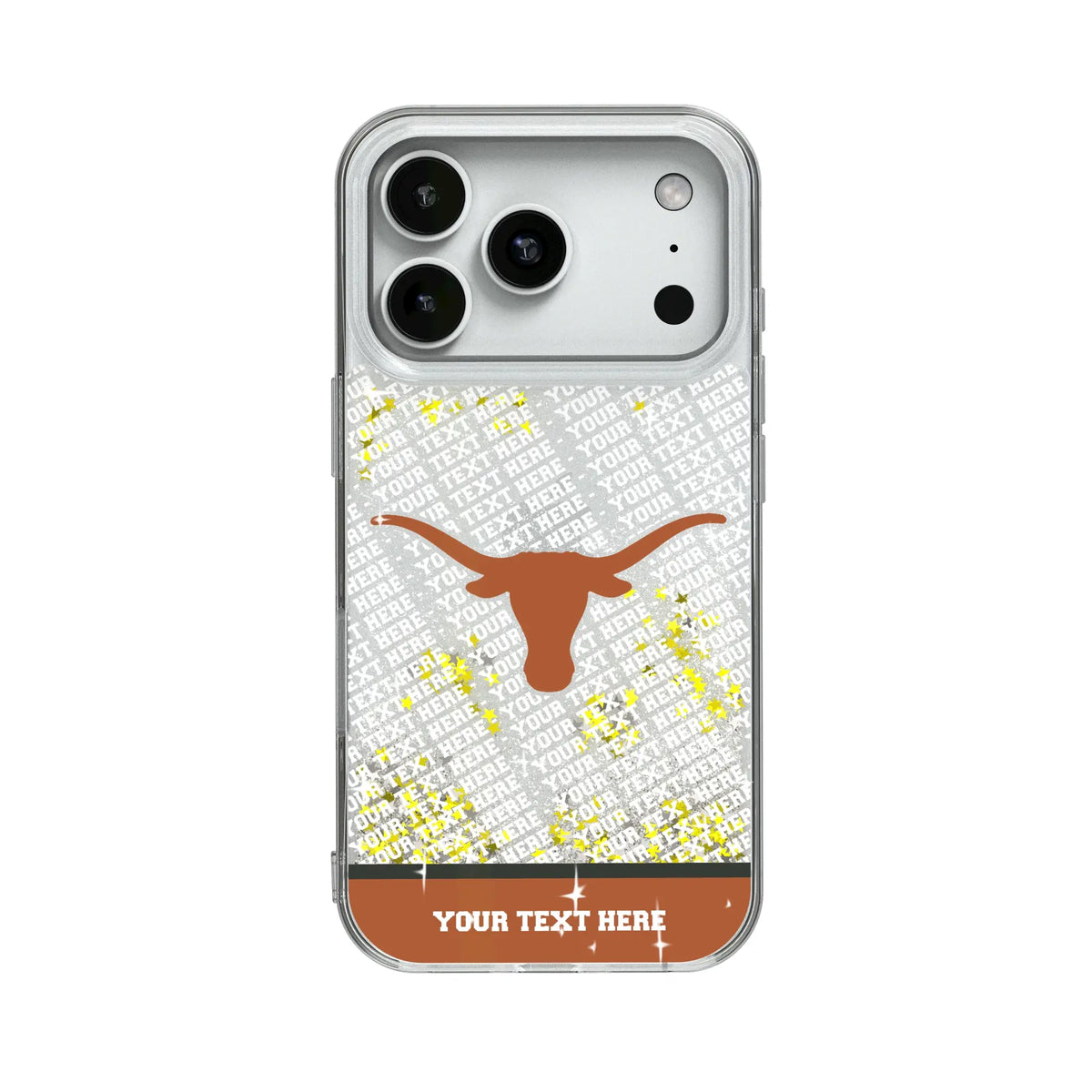 University of Texas Longhorns Personalized EndZone Plus Glitter Phone Case for Apple iPhone