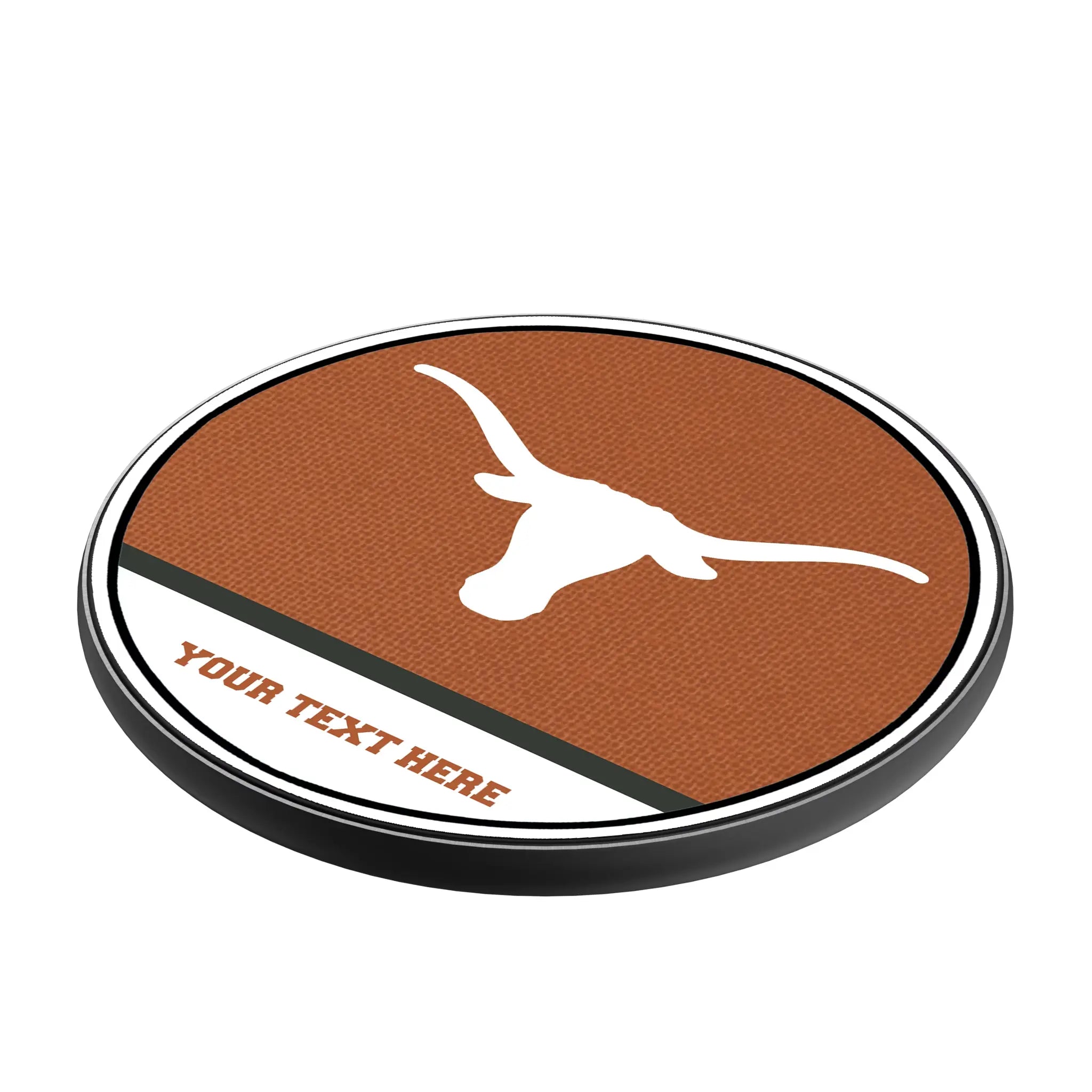 University of Texas Longhorns Personalized Endzone Solid 15-Watt Wireless Charger - Isometric View