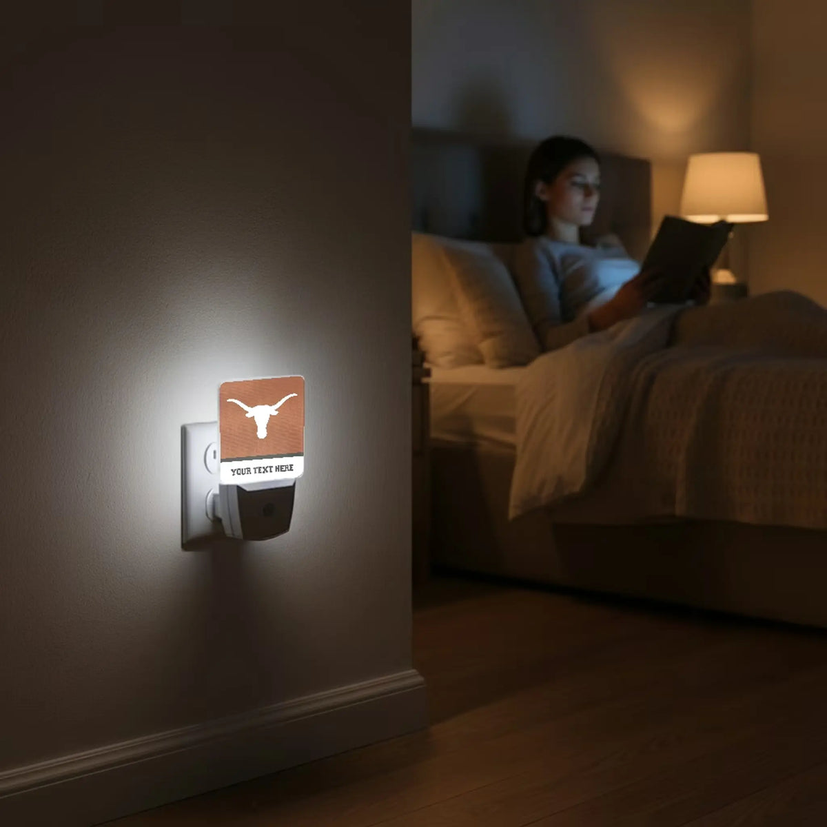 University of Texas Longhorns Personalized Endzone Solid Night Light 2-Pack - Lifestyle