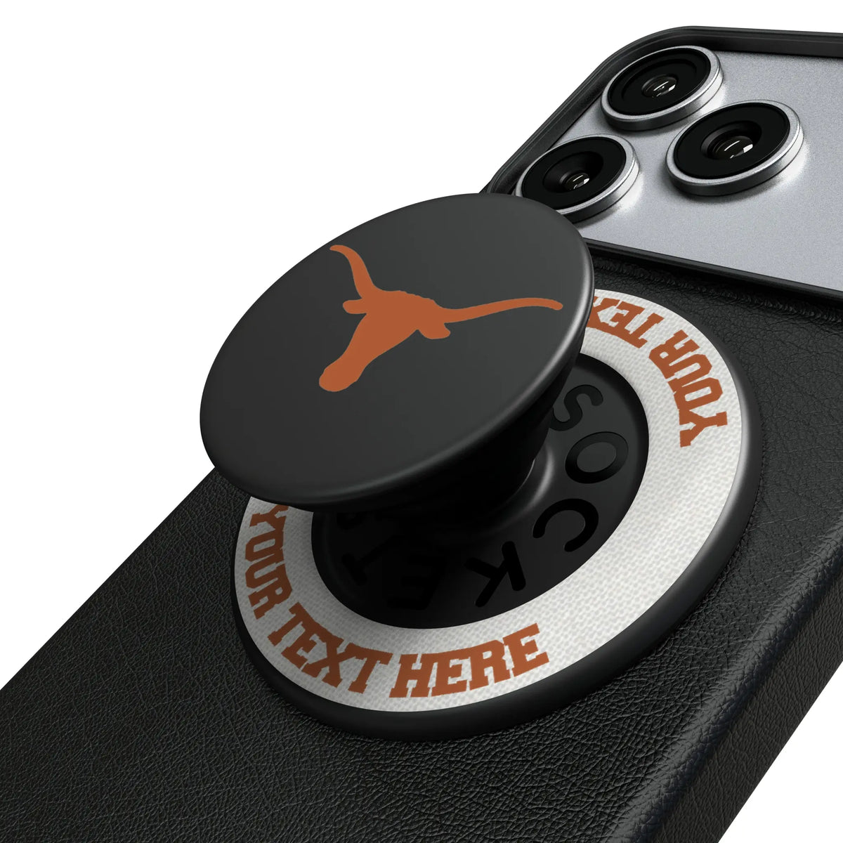 University of Texas Longhorns Personalized Endzone Solid Popsockets Round Magnetic