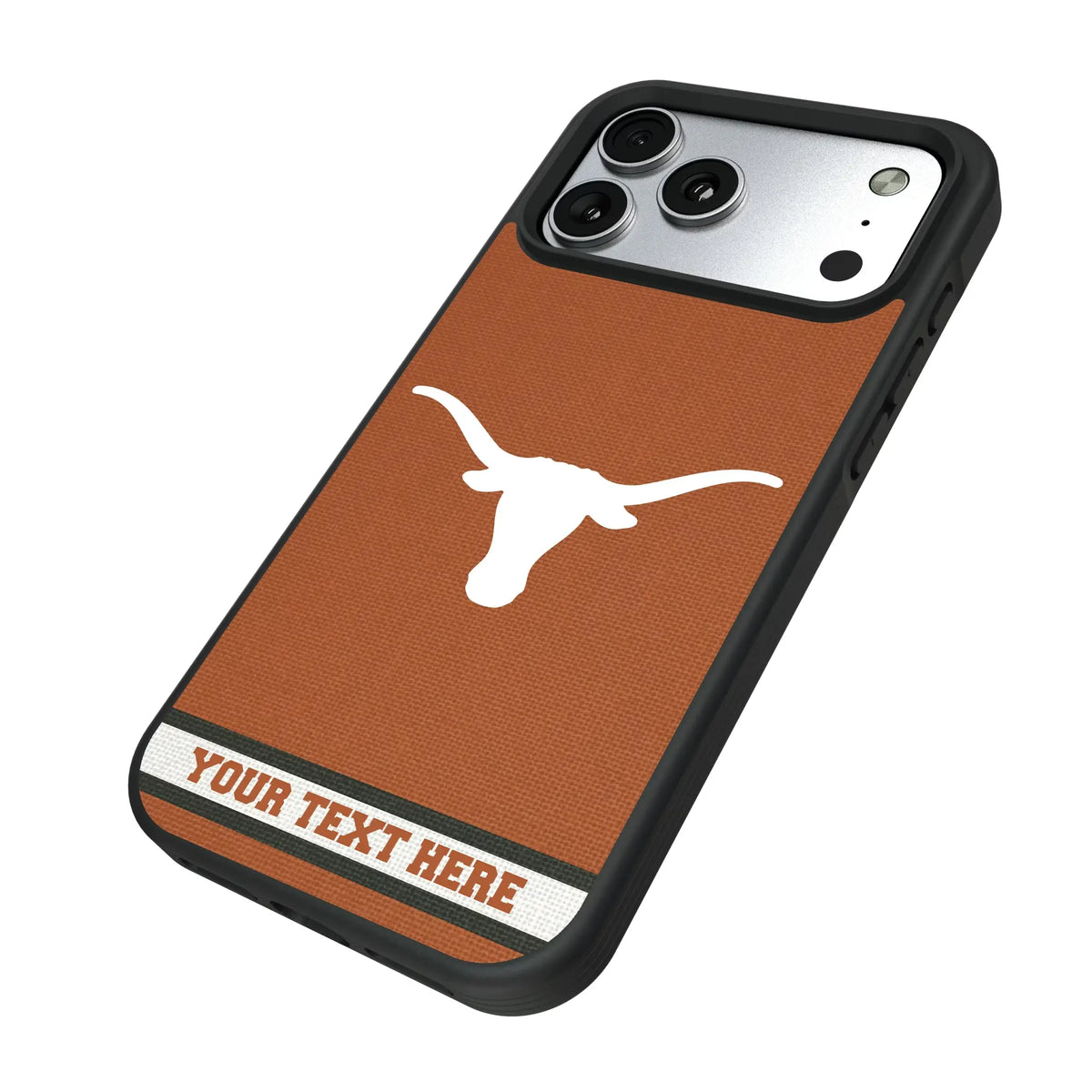 University of Texas Longhorns Personalized Stripe iPhone Bump Phone Case for Apple iPhone - Isometric View#Device_iPhone 17 Pro Max