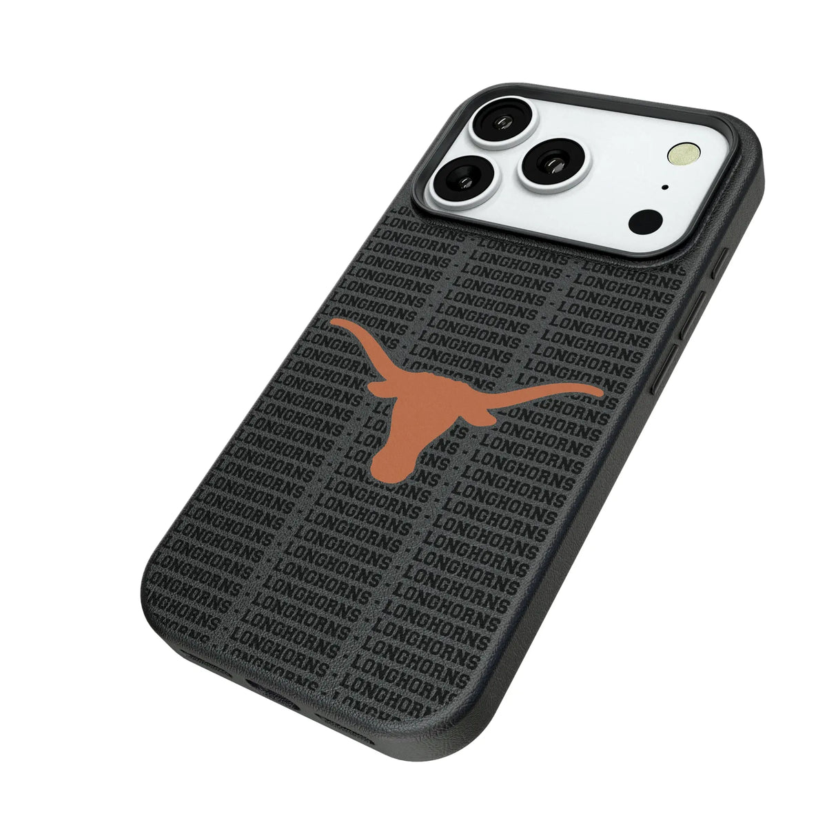 University of Texas Longhorns Text Backdrop iPhone MagSafe Compatible Phone Case for Apple iPhone - Isometric View#Device_iPhone 18 Pro