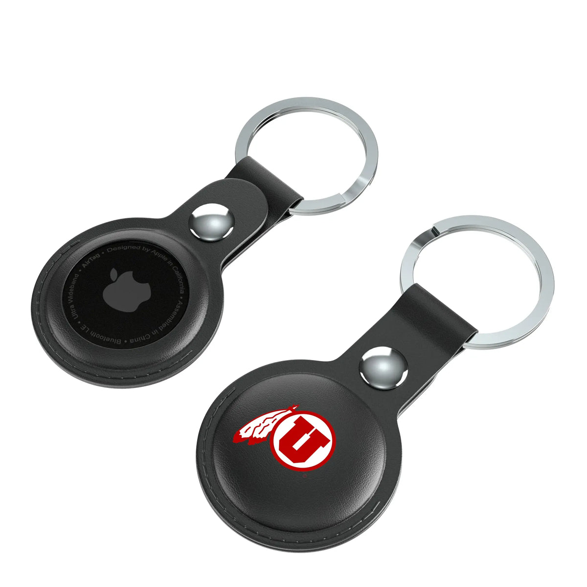 University of Utah Utes Insignia AirTag Black Airtag Holder 2-Pack - Isometric View