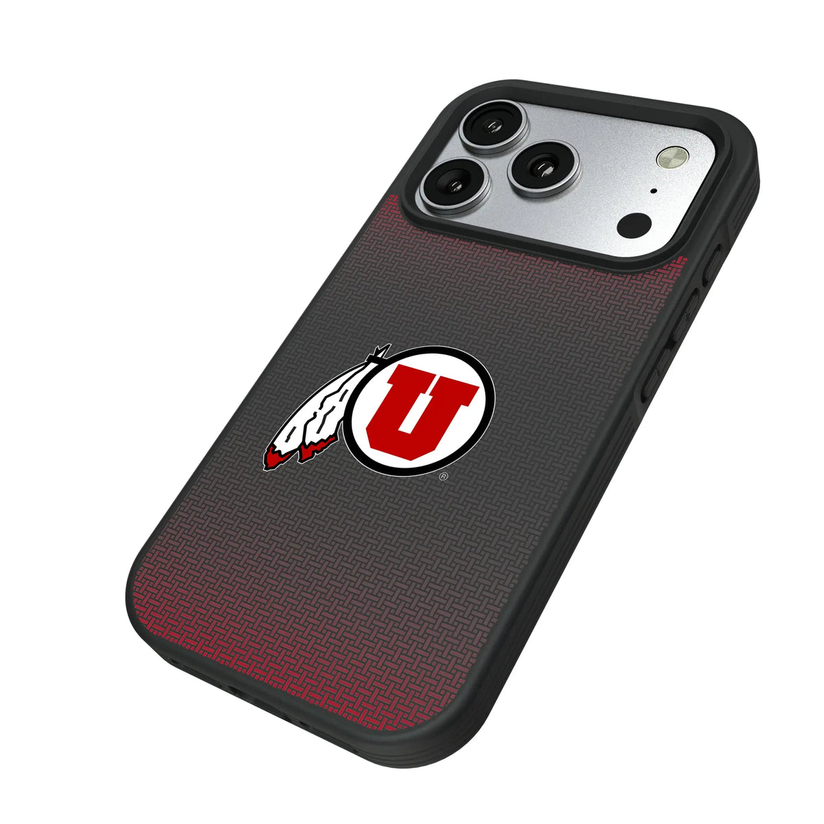 University of Utah Utes Linen iPhone Bump Phone Case for Apple iPhone - Isometric View#Device_iPhone 17 Pro