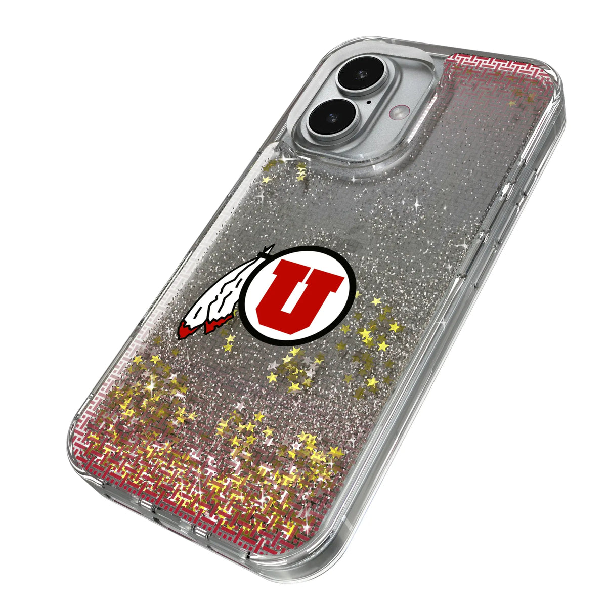 University of Utah Utes Linen iPhone Glitter Phone Case for Apple iPhone - Isometric View#Device_iPhone 17