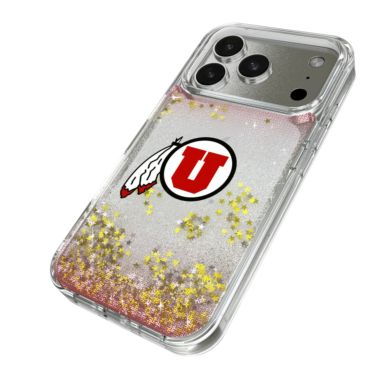 University of Utah Utes Linen iPhone Glitter Phone Case for Apple iPhone - Isometric View#Device_iPhone 18 Pro