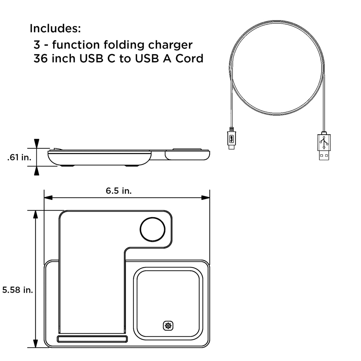 University of Utah Utes Monocolor Tilt 3 in 1 Charging Station