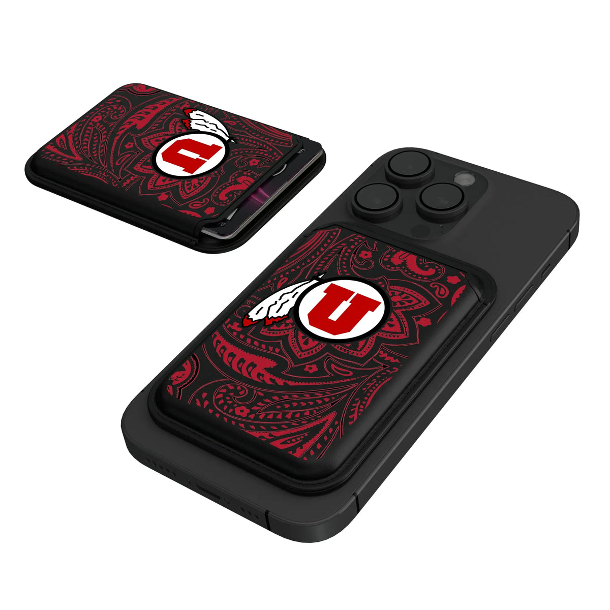 University of Utah Utes Paisley Black Magnetic Credit Card Wallet