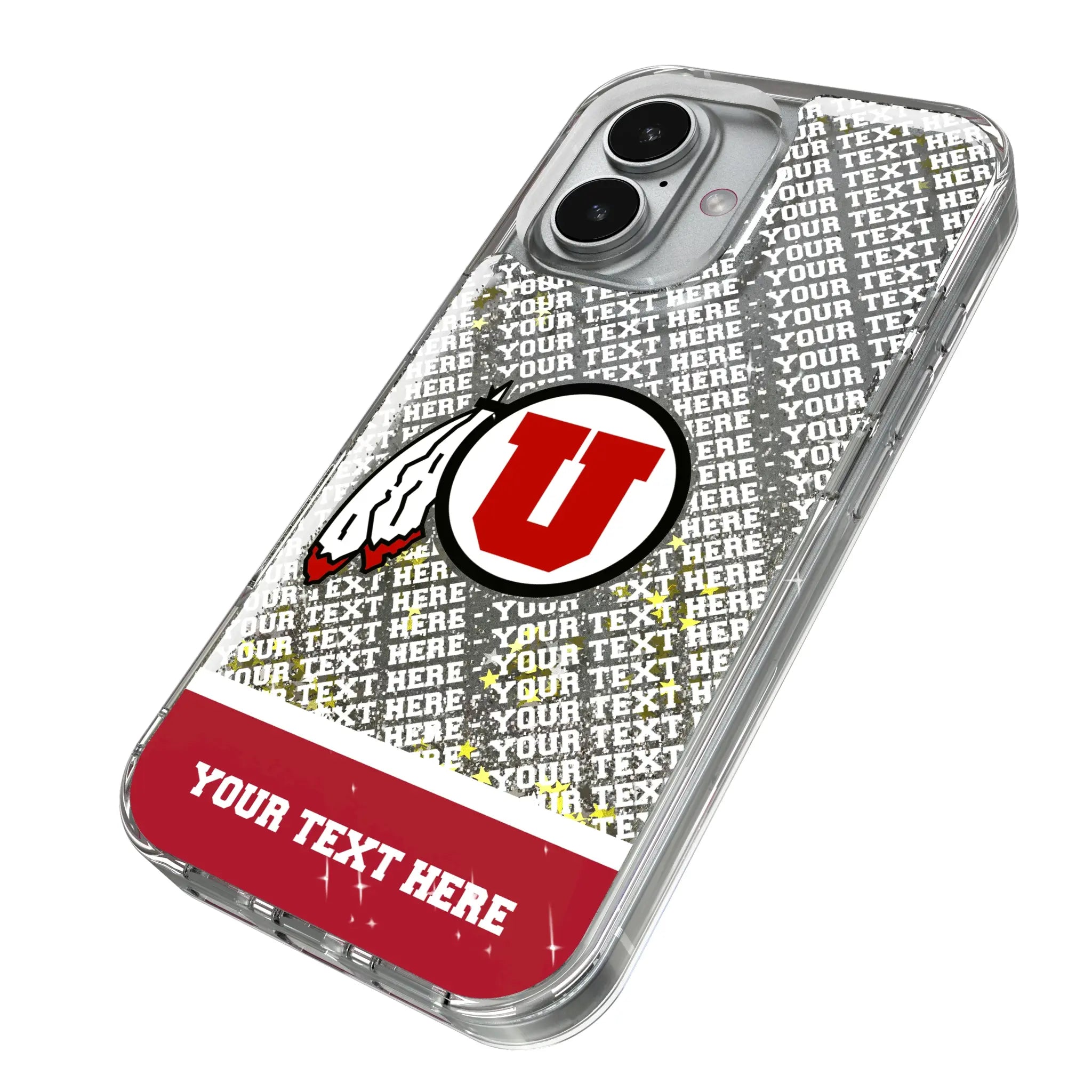 University of Utah Utes Personalized EndZone Plus iPhone Glitter Phone Case for Apple iPhone - Isometric View