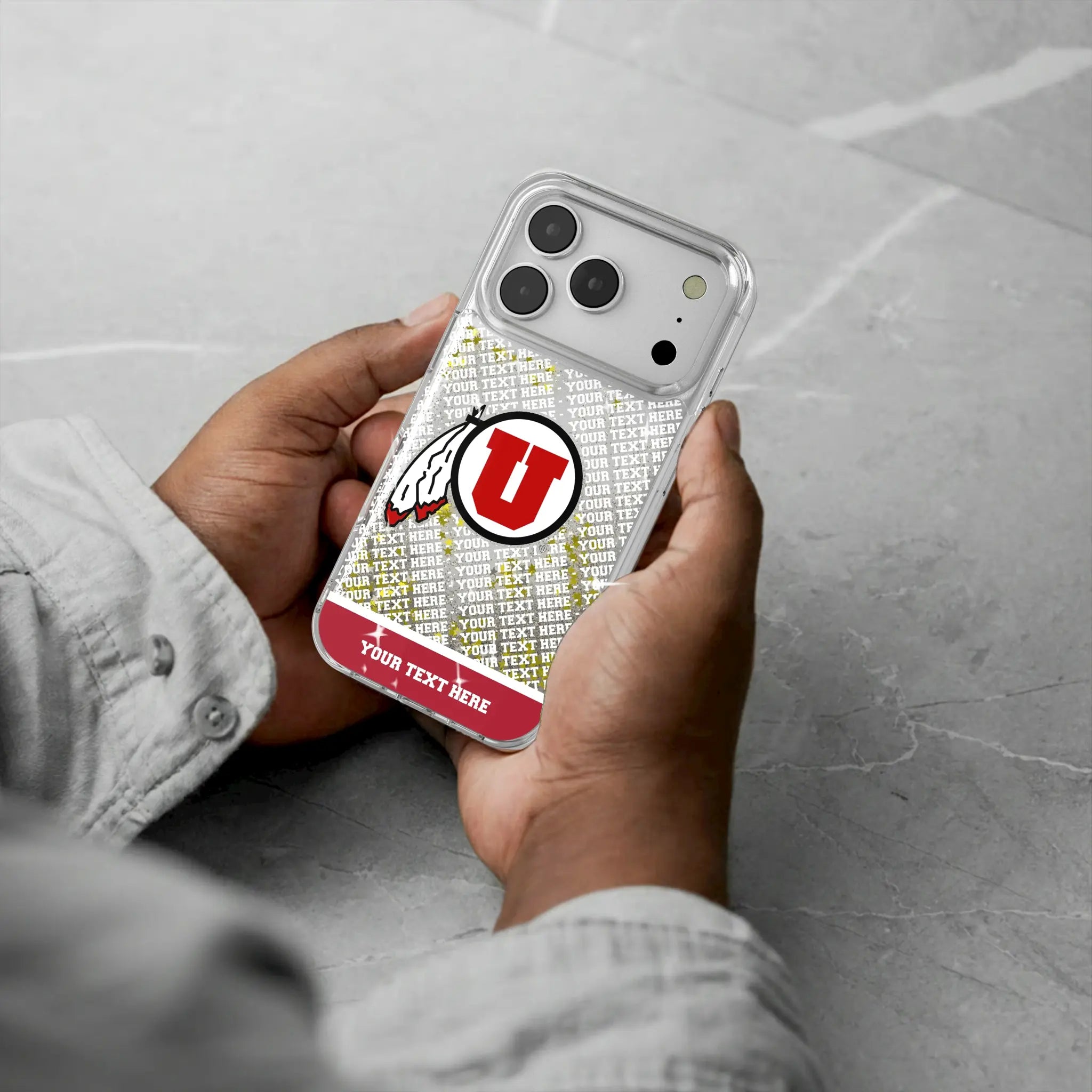 University of Utah Utes Personalized EndZone Plus iPhone Glitter Phone Case for Apple iPhone - Lifestyle
