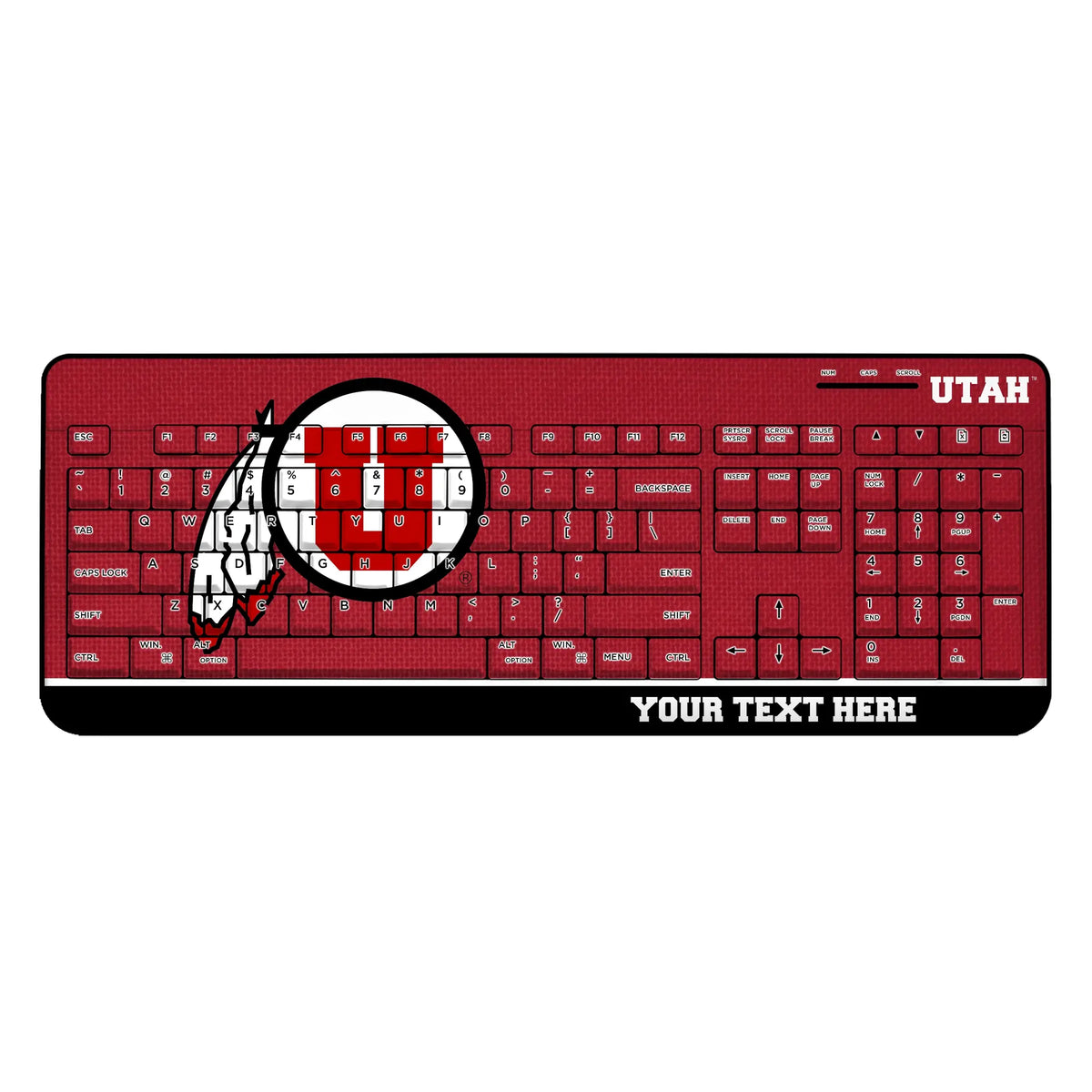 University of Utah Utes Personalized Endzone Solid Wireless USB Keyboard