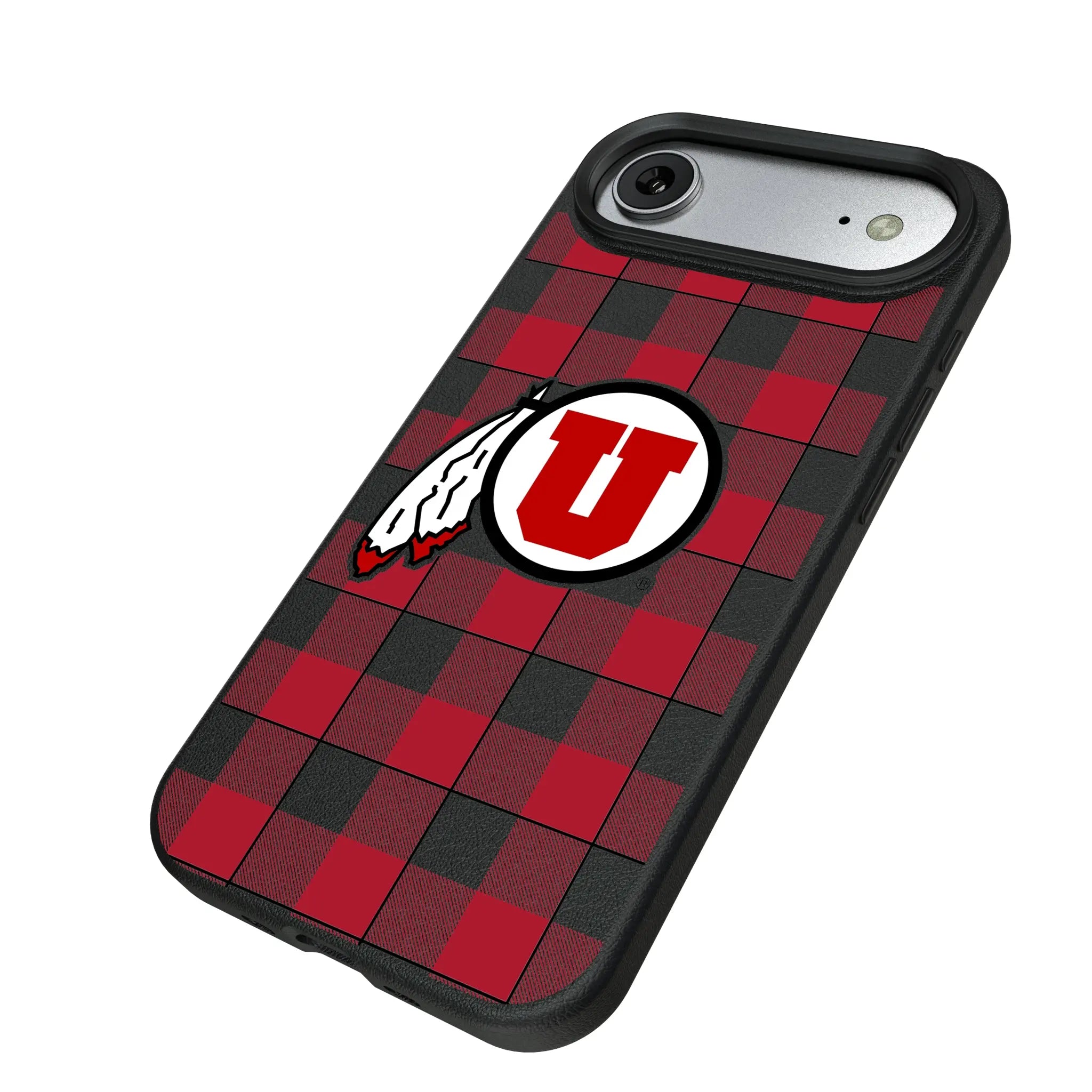 University of Utah Utes Plaid iPhone MagSafe Compatible Phone Case for Apple iPhone - Isometric View#Device_iPhone Air