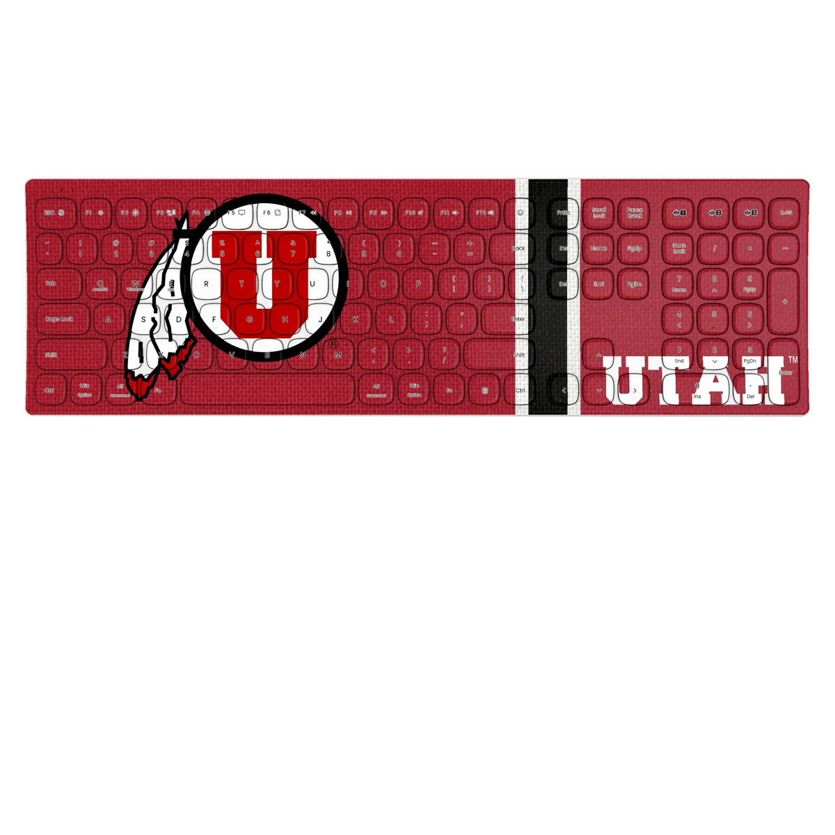 University of Utah Utes Stripe KKB605 Curved Wireless Keyboard