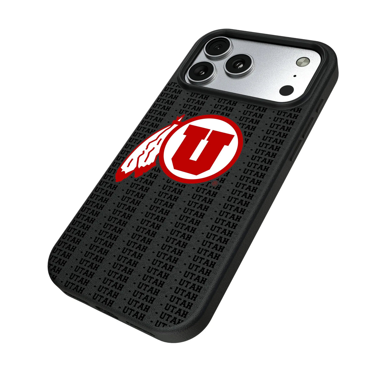 University of Utah Utes Text Backdrop iPhone MagSafe Compatible Phone Case for Apple iPhone - Isometric View#Device_iPhone 18 Pro Max