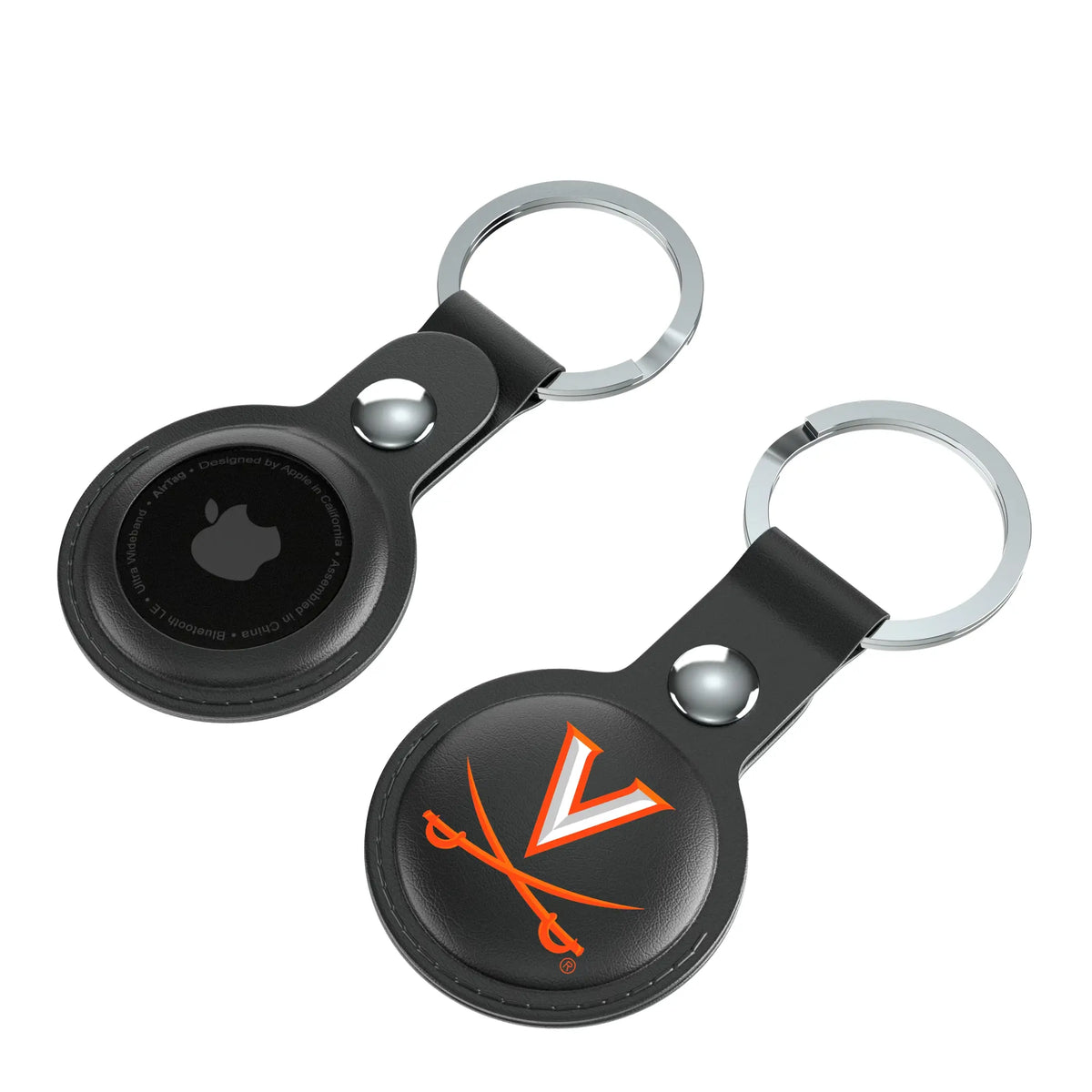 University of Virginia Cavaliers Insignia AirTag Black Airtag Holder 2-Pack - Isometric View