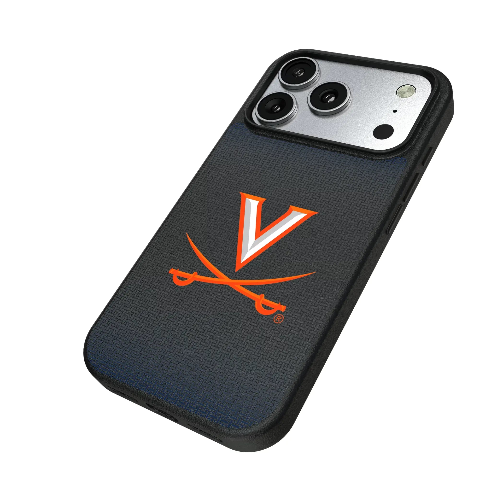 University of Virginia Cavaliers Linen iPhone MagSafe Compatible Phone Case for Apple iPhone - Isometric View#Device_iPhone 17 Pro