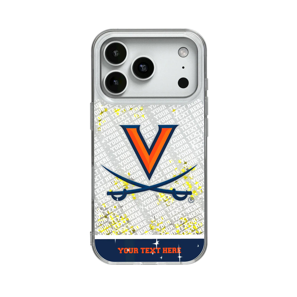 University of Virginia Cavaliers Personalized EndZone Plus Glitter Phone Case for Apple iPhone