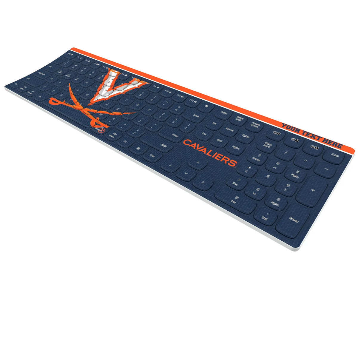 University of Virginia Cavaliers Personalized Endzone Solid KKB605 Curved Wireless Keyboard - Isometric View