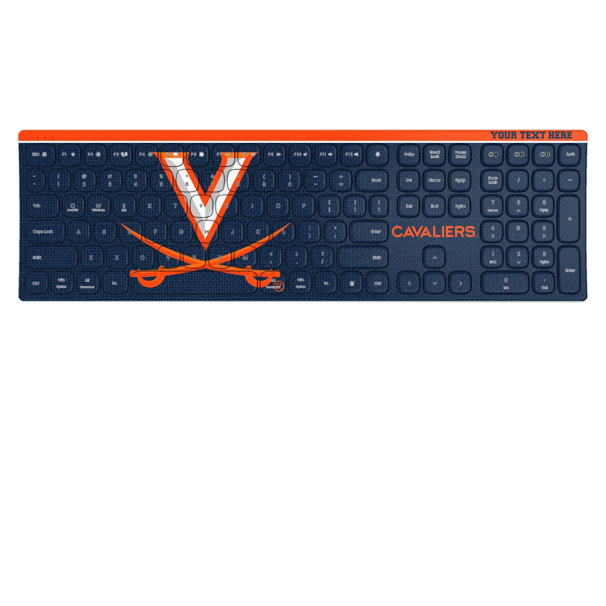 University of Virginia Cavaliers Personalized Endzone Solid KKB605 Curved Wireless Keyboard