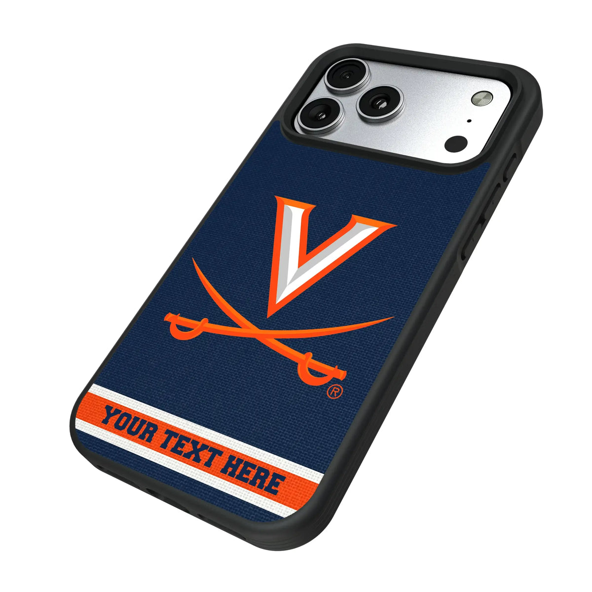 University of Virginia Cavaliers Personalized Stripe iPhone Bump Phone Case for Apple iPhone - Isometric View#Device_iPhone 17 Pro Max