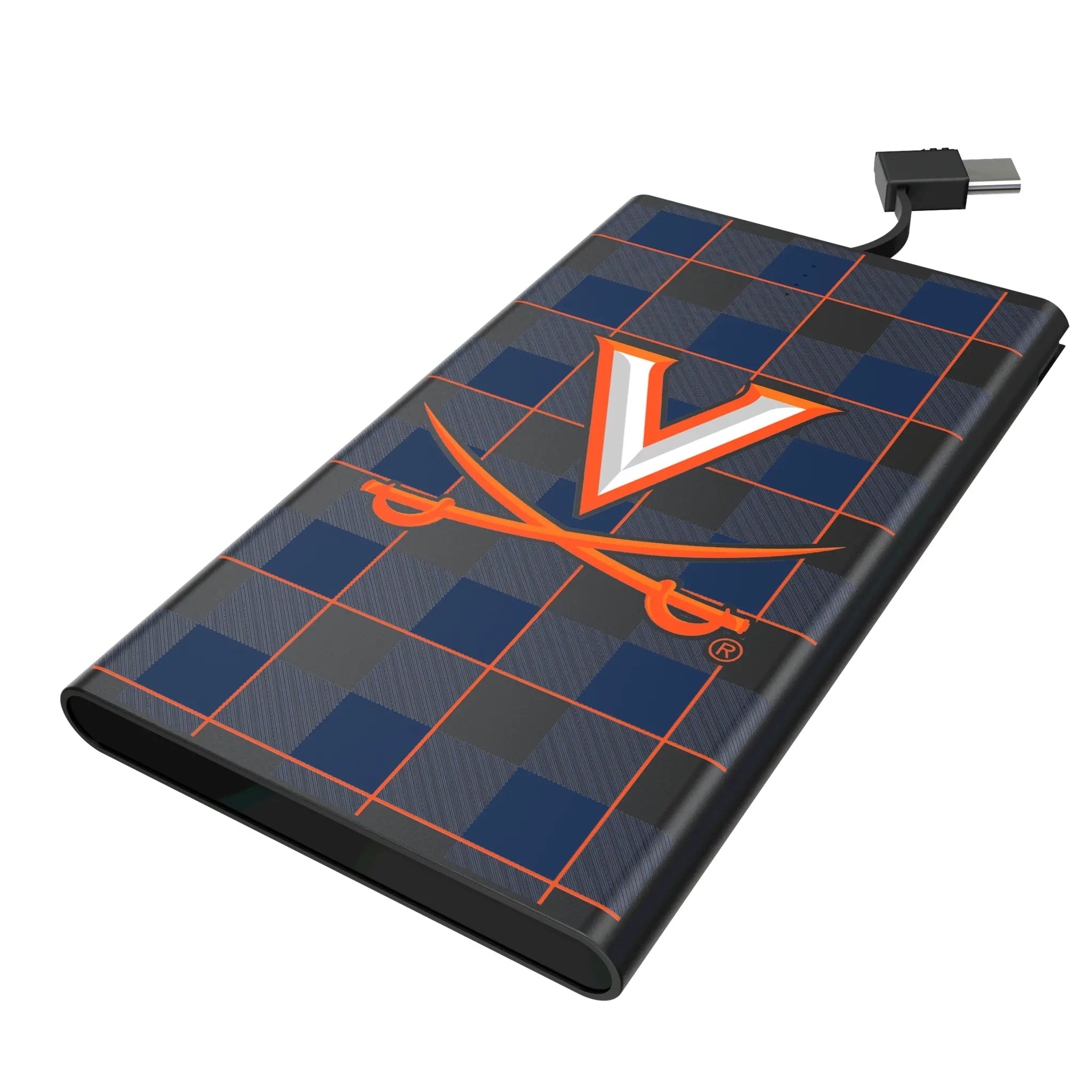 University of Virginia Cavaliers Plaid 5000mAh Flat Power Bank