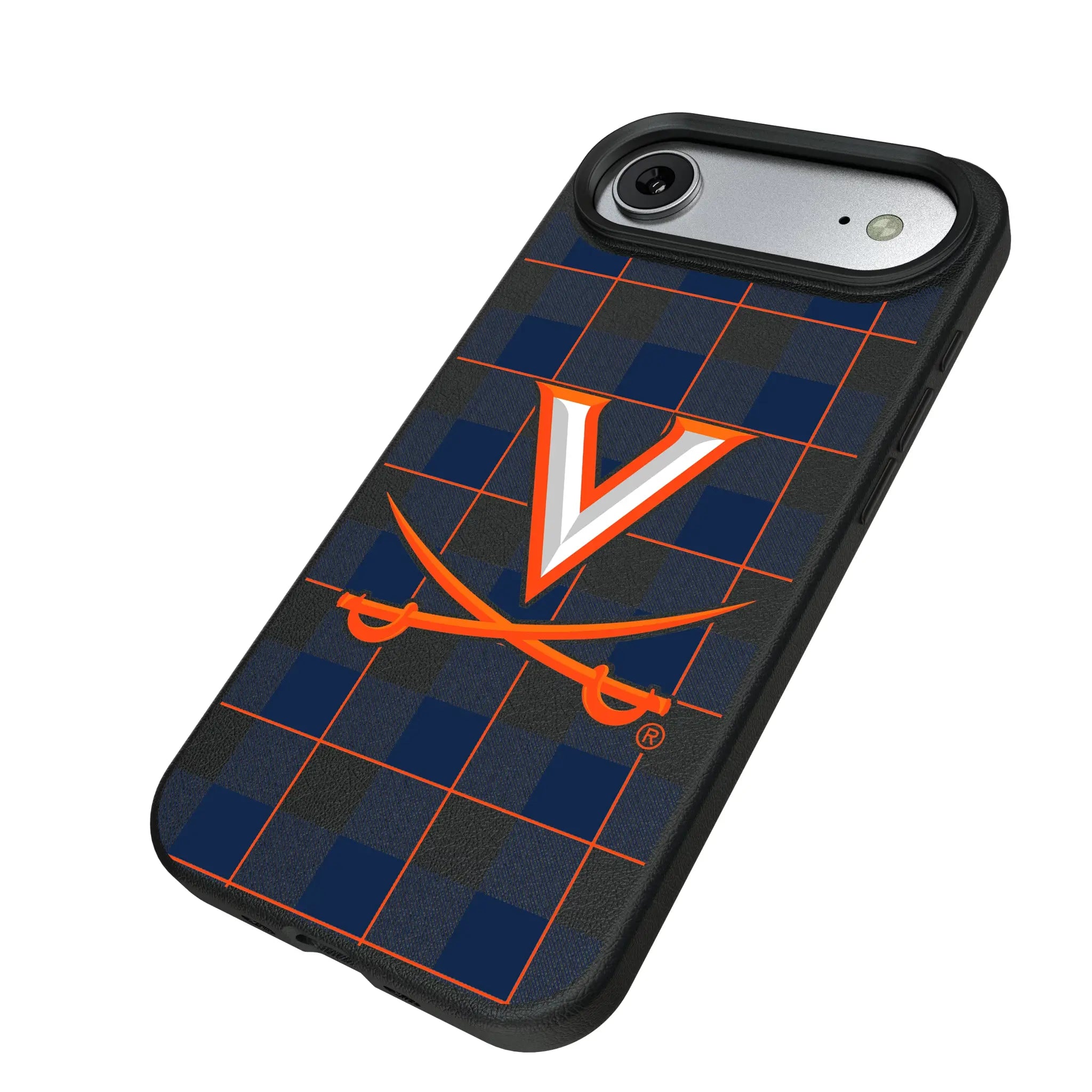 University of Virginia Cavaliers Plaid iPhone MagSafe Compatible Phone Case for Apple iPhone - Isometric View#Device_iPhone Air