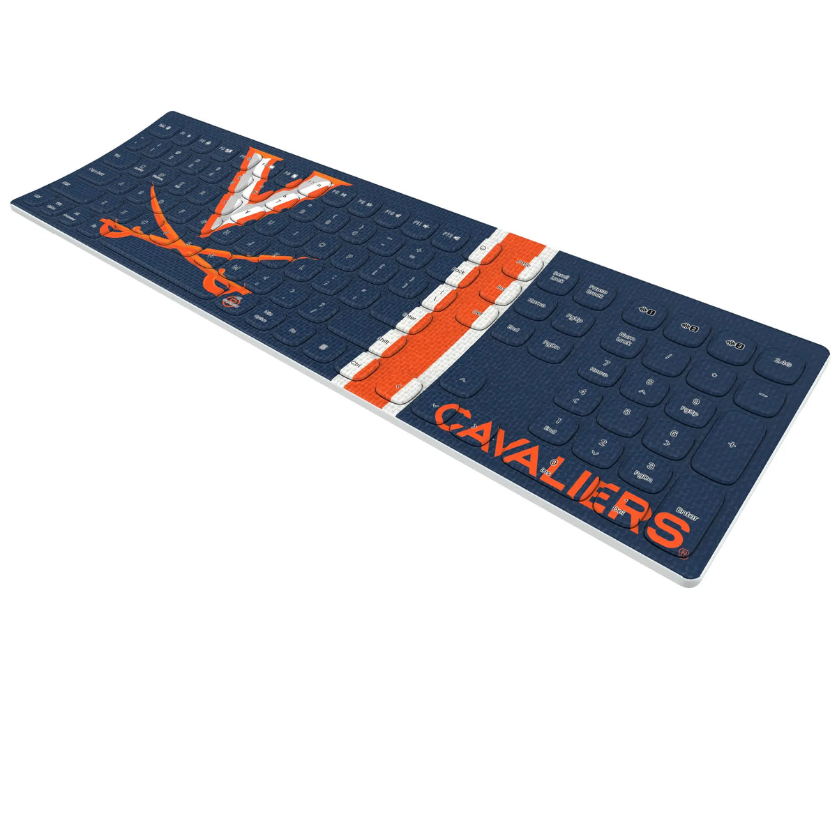 University of Virginia Cavaliers Stripe KKB605 Curved Wireless Keyboard - Isometric View